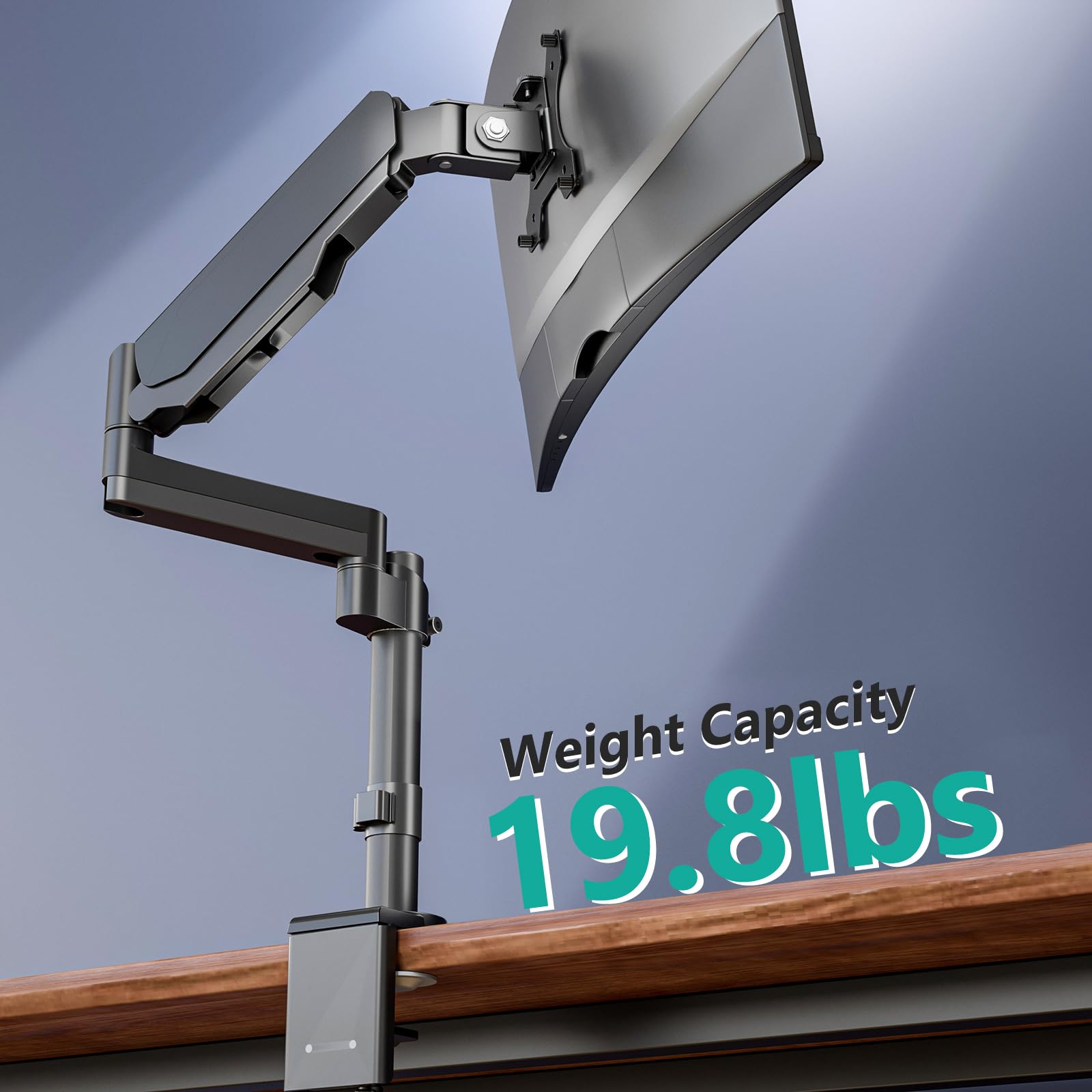 WALI Single Monitor Mount, Computer Monitor Stand for Desk 17 32 Inch, Monitor Arm Desk Mount up to 19.8lbs Gas Spring Arm with Clamp(GSDM001), Black