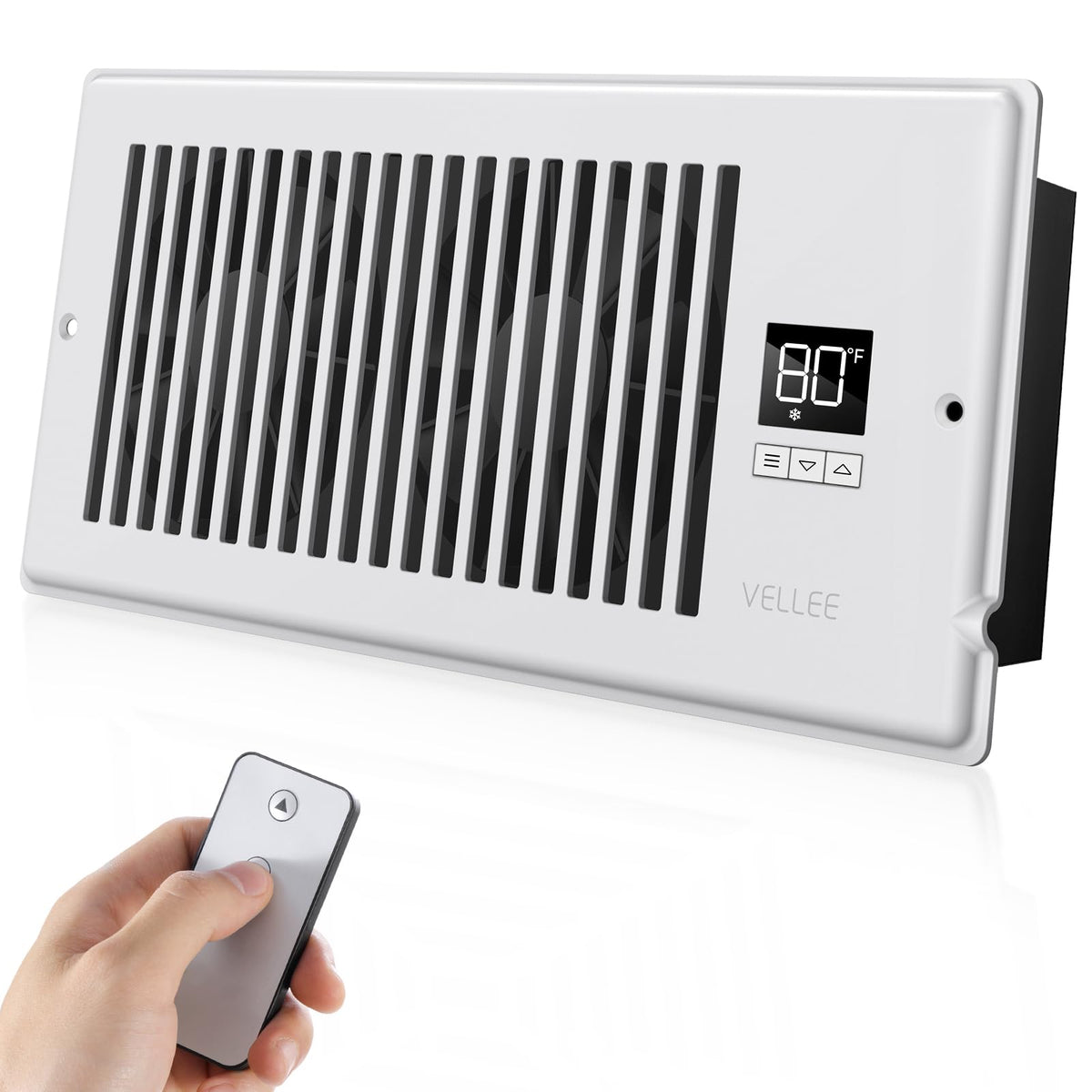 Vellee Quiet Register Booster Fan Fits 4 '' X 10 '' (Duct Opening Cutout), 10-Speed Smart Heating Cooling Ac Vent Booster Fan W/
