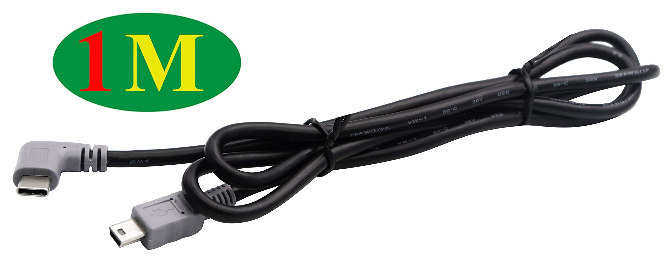 Zdycgtime Mini Usb To Type-C Cable 90 Degree Angle Usb 2.0 Type C Male To Mini 2.0 Male Data Sync And Charging Cable For Digital