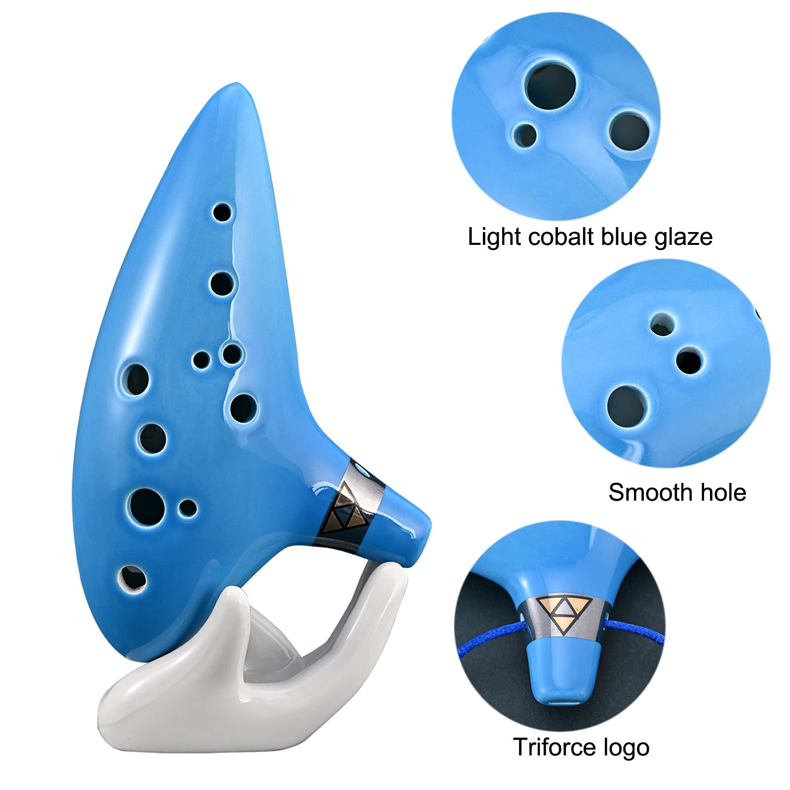 Lieke Ocarina 12 Hole Alto C Ceramic Ocarinas, Musical Instrument For Beginners Adults With Display Stand Song Book Neck Strap B