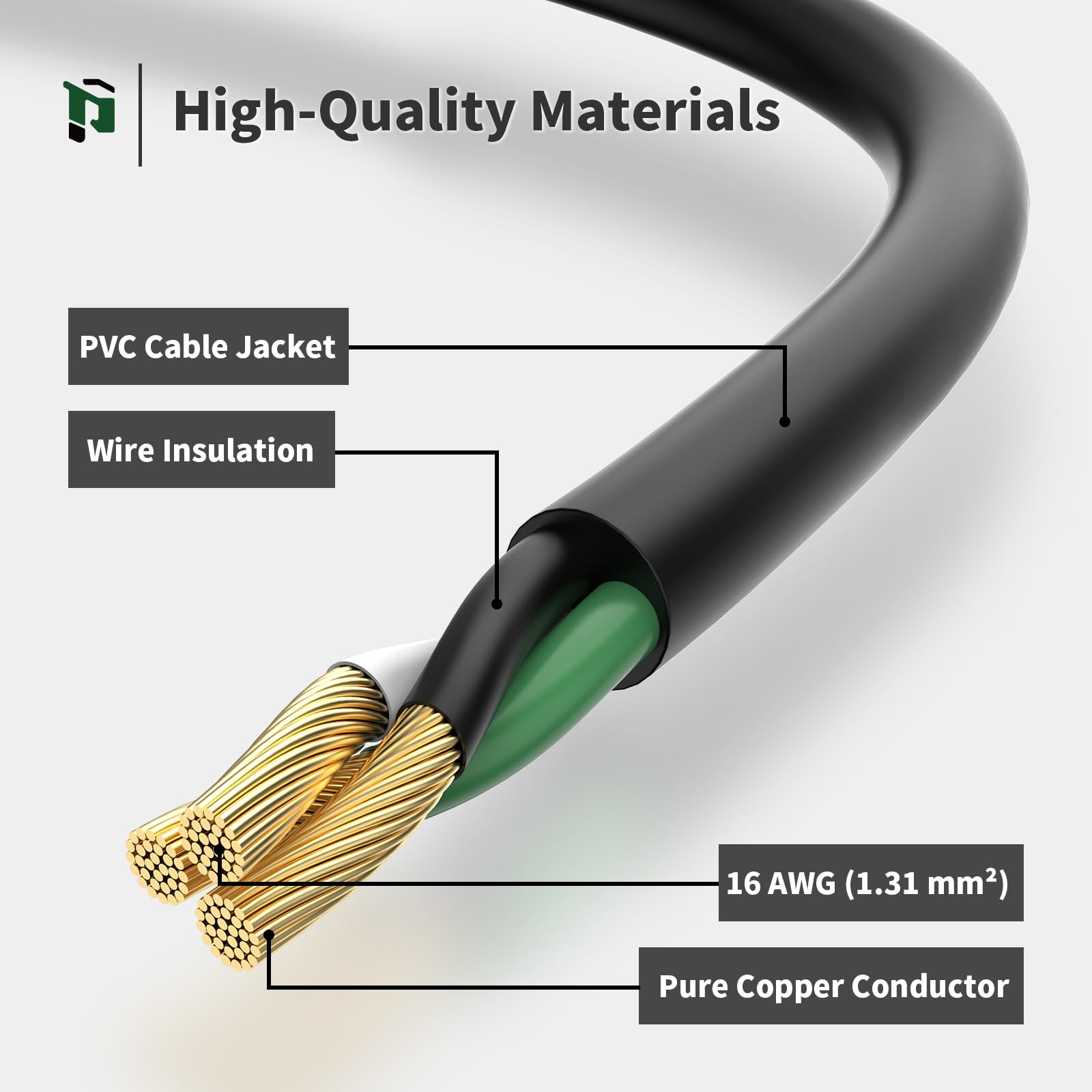 Plugtul Extension Cord 30 Ft, 16/3 Outdoor Extension Cord Waterproof, Heavy Duty 3 Prong Extension Cord Black, 13A 1625W Sjtw, E