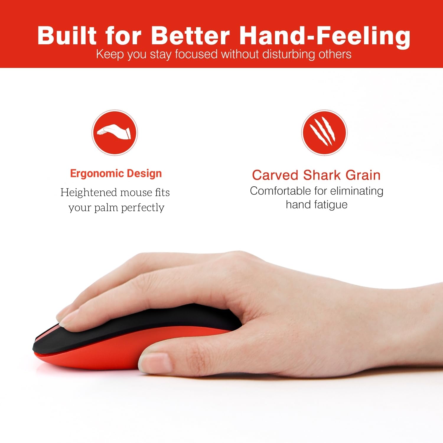 Leadsail Rechargeable Wireless Computer Mouse, 2.4G Portable Slim Cordless Mouse Less Noise For Laptop Optical Mouse With 5 Adju