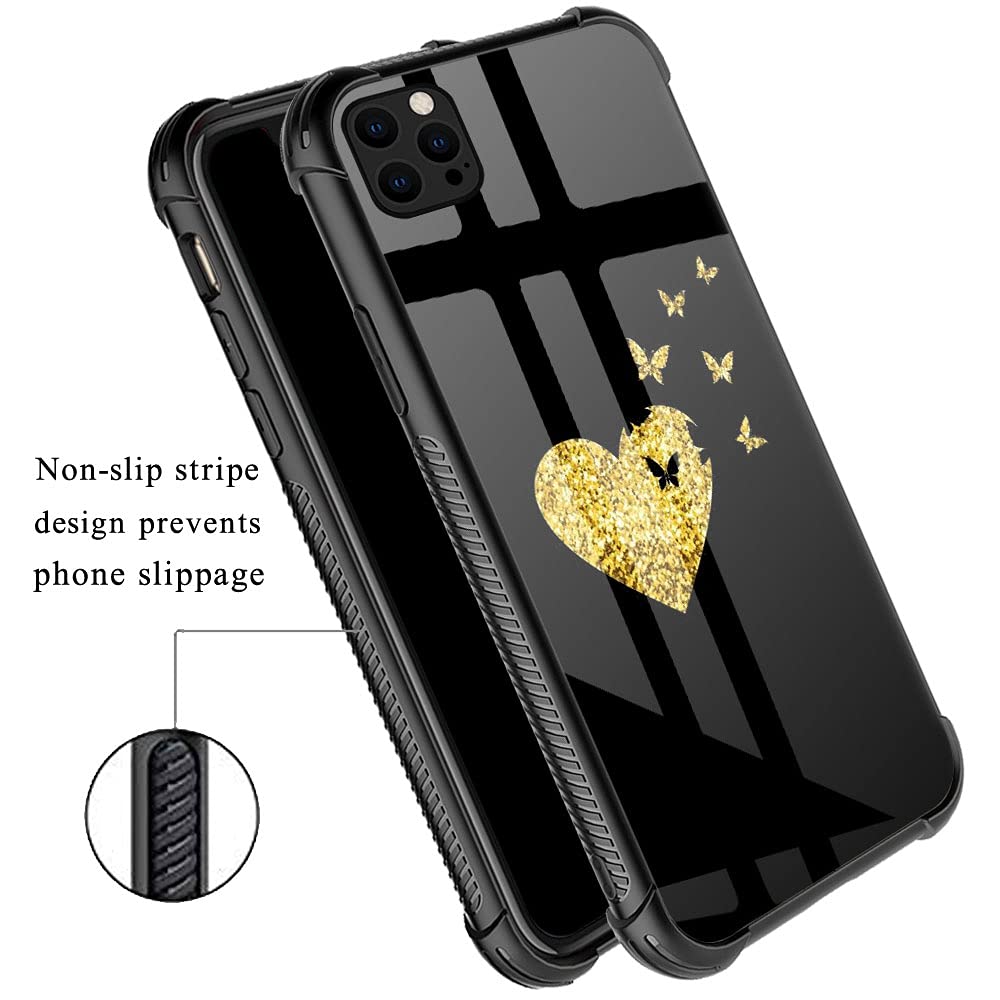 ZHEGAILIAN Phone Case Compatible with iPhone 13 Mini, Golden Love Butterfly, Shockproof TPU Acrylic with Reinforced Corners