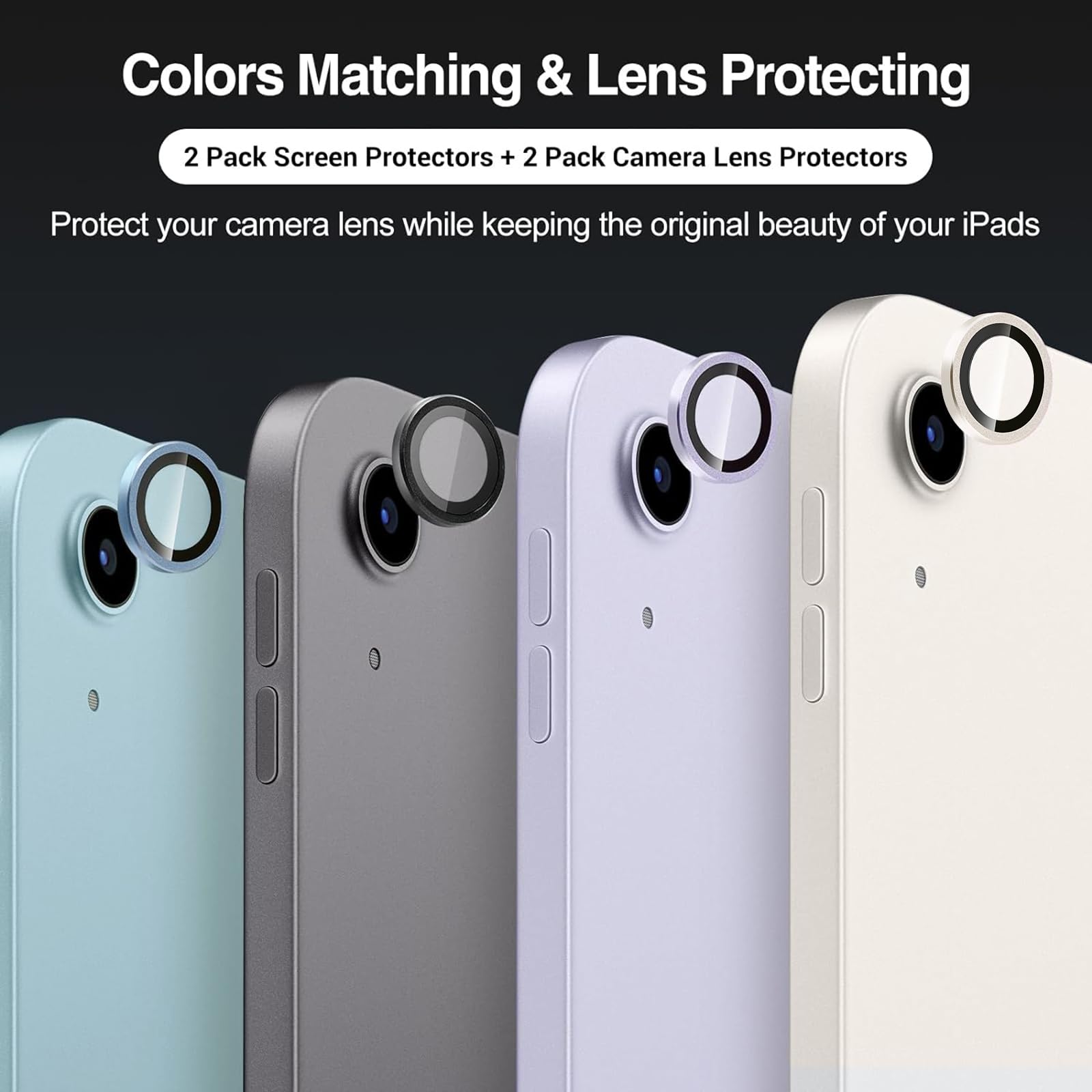 Procase 2+2 Pack Screen Protector For Ipad Air 11 Inch M2 2024 A2902 A2903 A2904, Camera Lens Protector For Ipad Air 6Th Generat