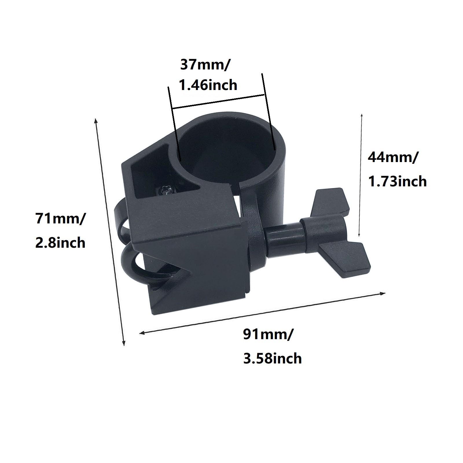 Tuoren Electronic Drum Rack Clamp Adjustable 12Mm-37Mm Drum Rack T Clamp, Percussion Drum Rack Tube Clip Bracket For 1.46Inch El