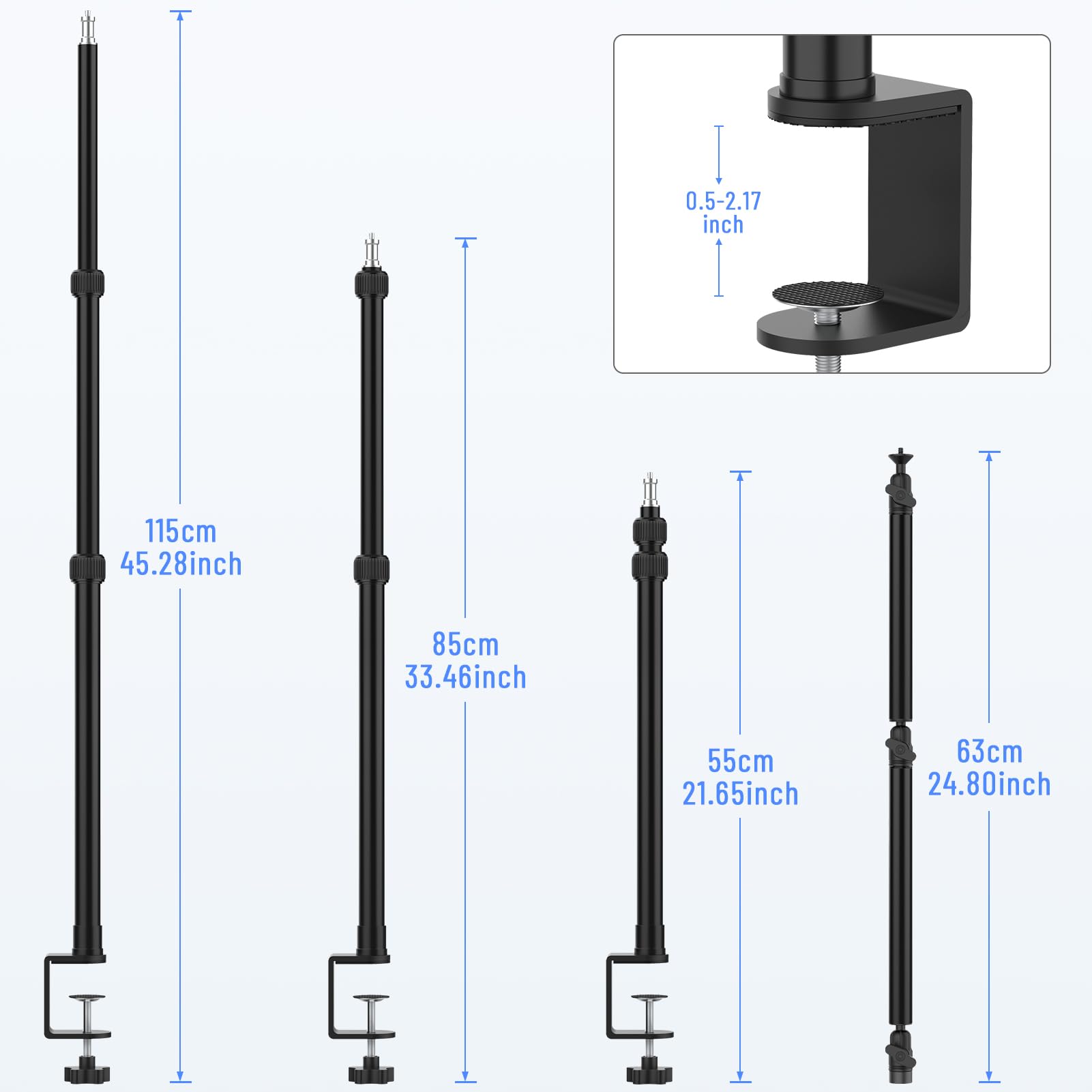 Tinpops Camera Mount Desk Stand, Flexible Overhead Camera Mount, Webcam Table C Clamp Multi Mount For Photography Videography Li