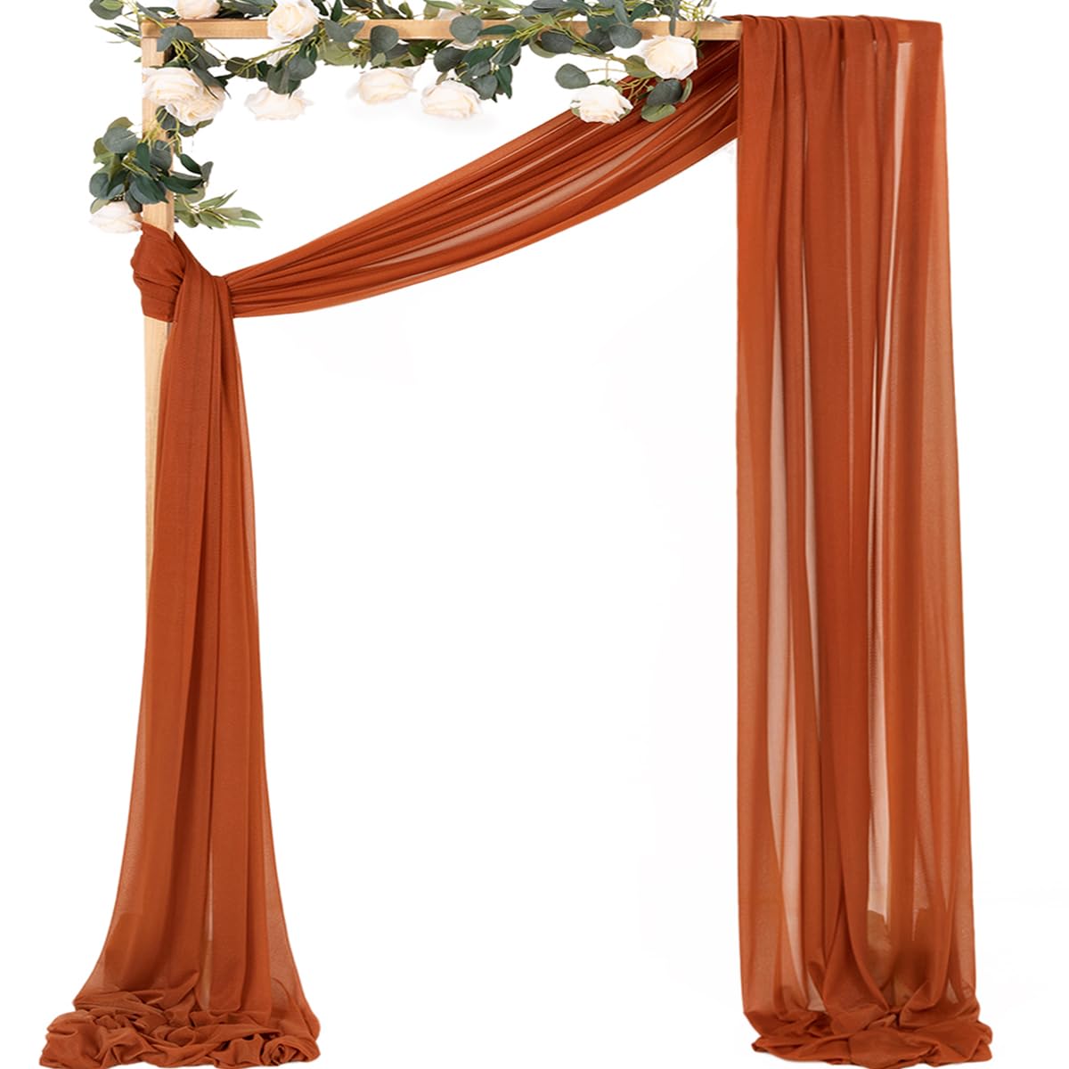 Mlmc Wedding Arch Draping Fabric 2 Panels 29'' X 20Ft Terracotta Chiffon Drapery Sheer Backdrop Curtains For Ceremony Wedding Pa
