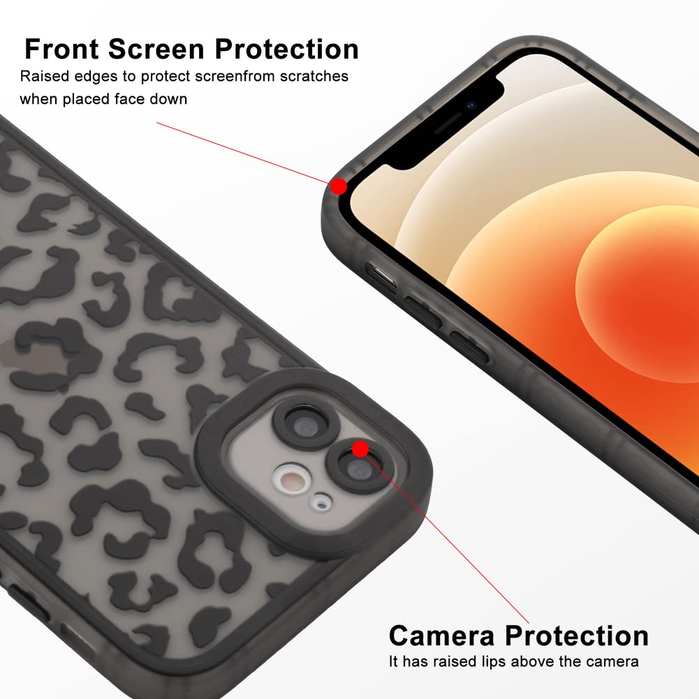 Ziye For Iphone 12 Case Leopard Pattern Clear Phone Case With Camera Protection,Silicone Tpu Phone Protective Cover Cheetah Desi