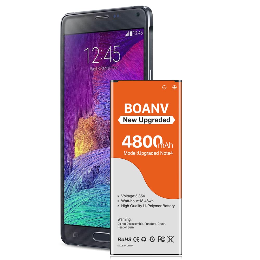 4800Mah Galaxy Note 4 Battery, [2023 New Version] Upgraded Replacement Battery For Samsung Galaxy Note 4 N910, N910A(At&T), N910