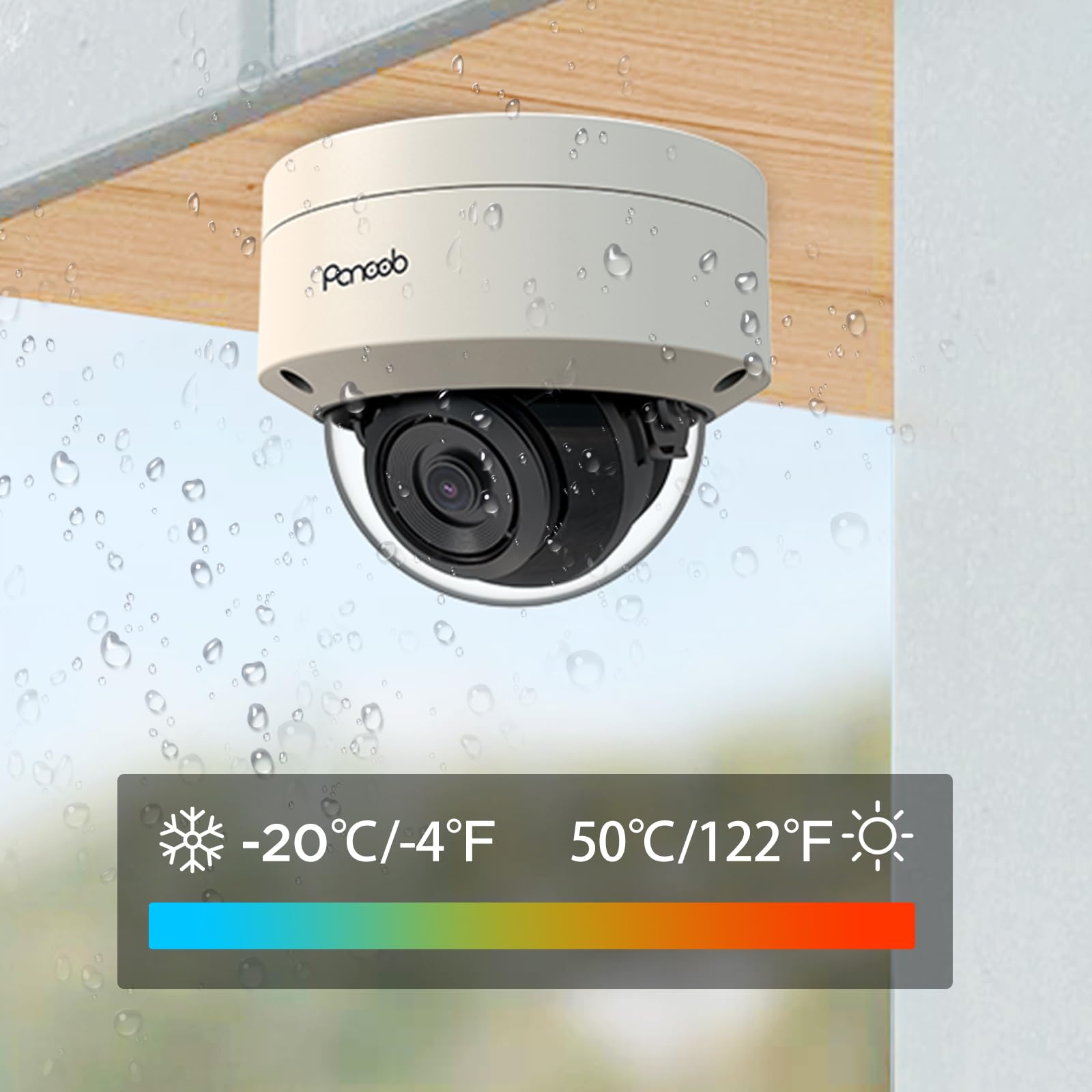 Panoob 5Mp Poe Camera With Mic, H.265 Outdoor Vandal Dome Security Poe Ip Camera, Ai Human Detection, 100Ft Ir Night Vision, 2.8