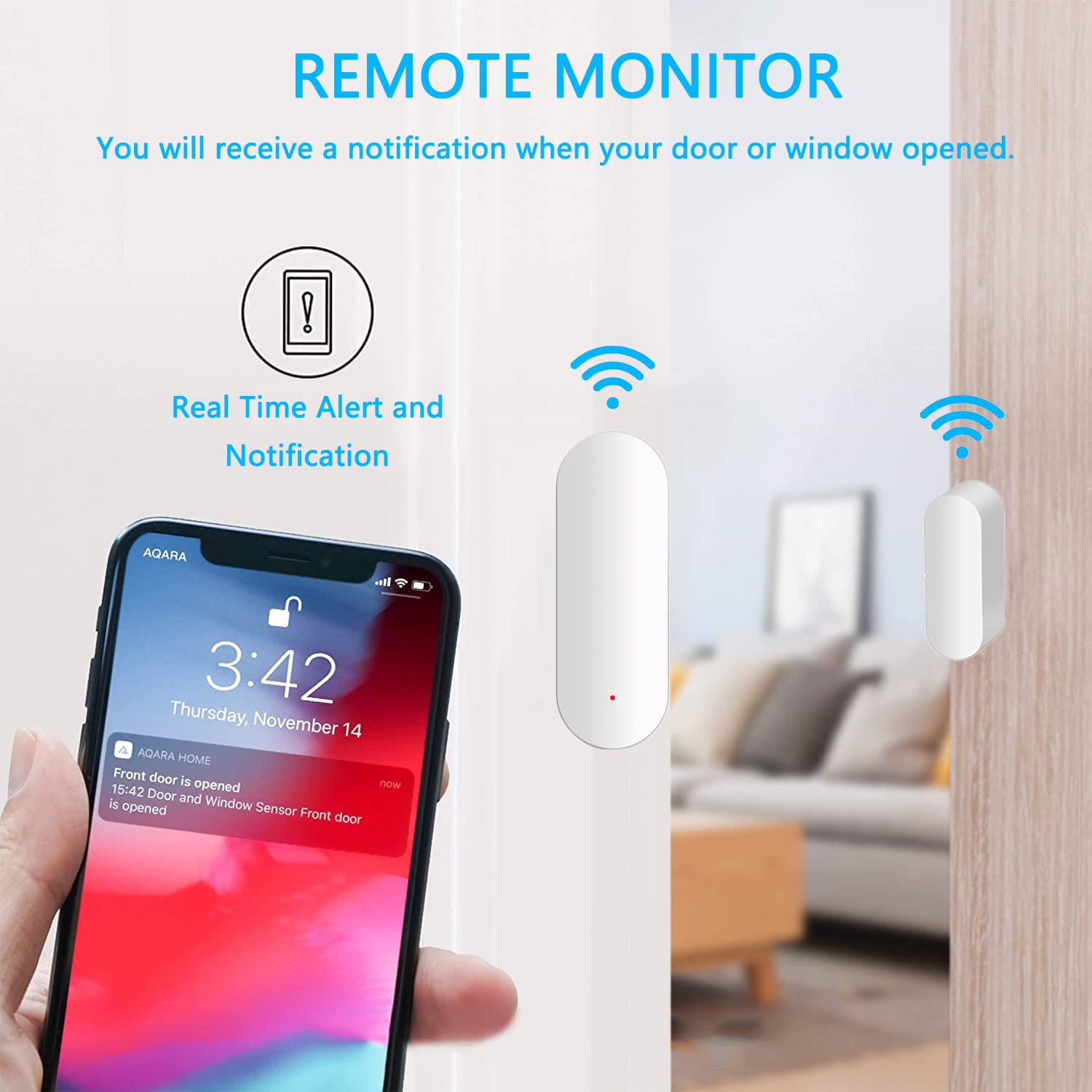 Wifi Door Sensor, Smart Window Contact Sensor Detector For Home Security, Wireless Window Door Sensor Alarm Compatible With Alex