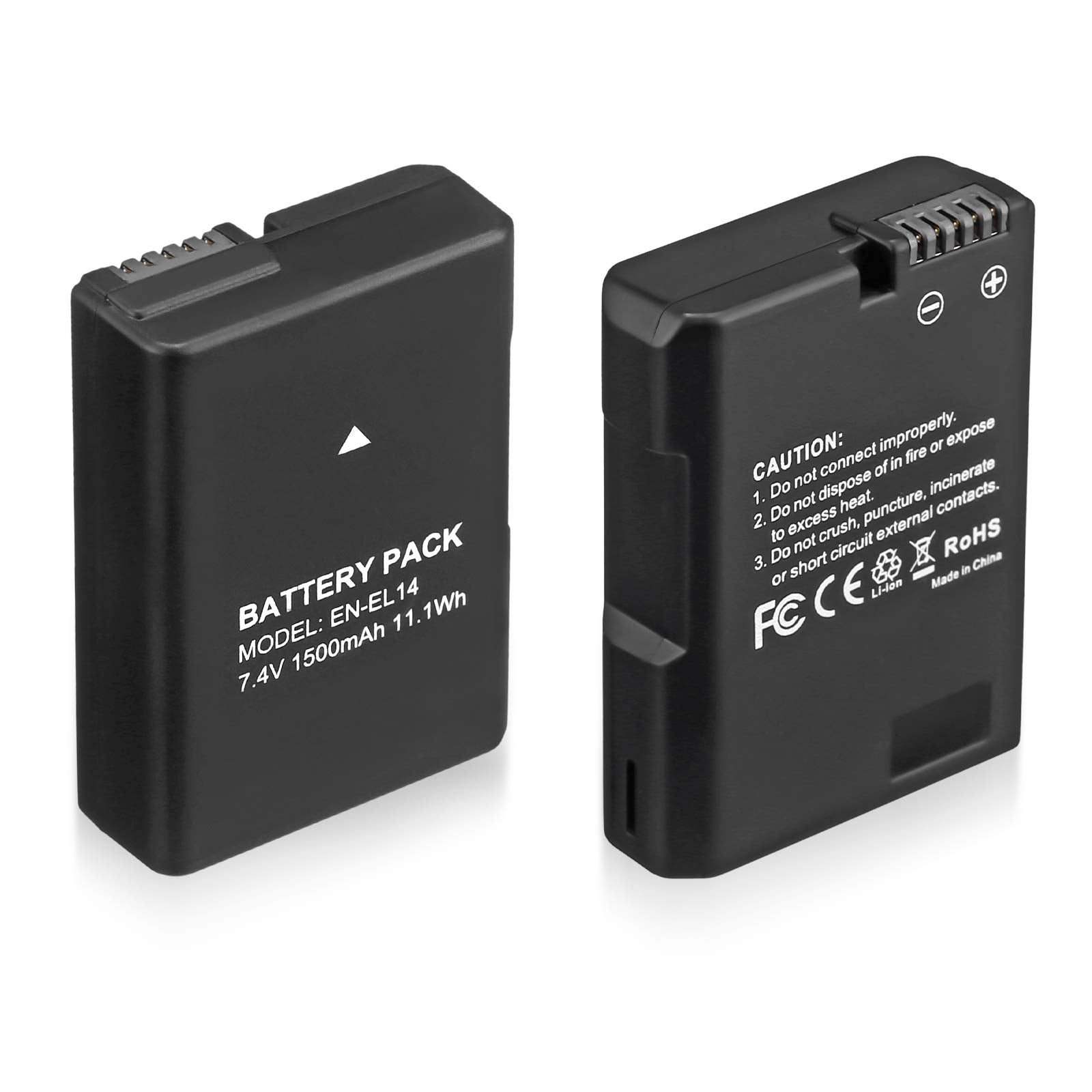 En El14 En El14A Battery 2 Pack 1500Mah Li Ion Batteries Compatible With Nikon D3100 D3200 D3300 D3400 D3500 D5100 D5200 D5300 D