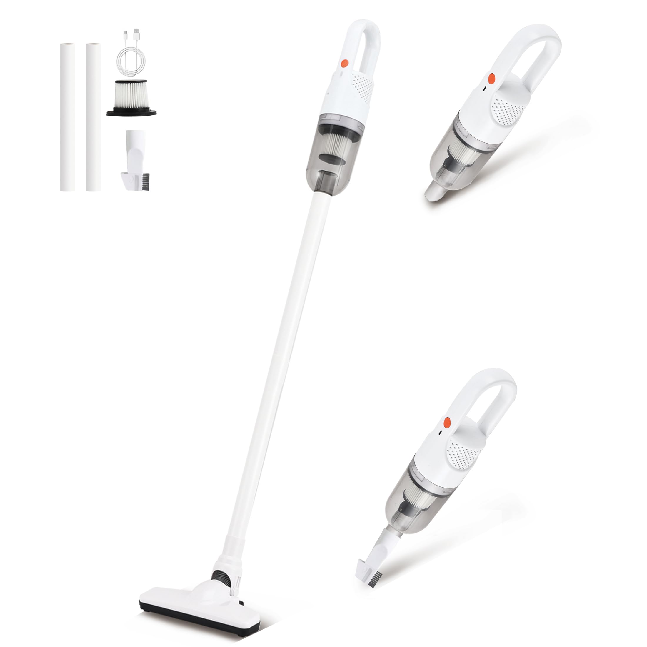 Sippon Cordless Vacuum Cleaner, 2 In 1 Lightweight Stick Vacuum W/100W Powerful Motor, Portable Handheld Vacuum For Hard Floor C