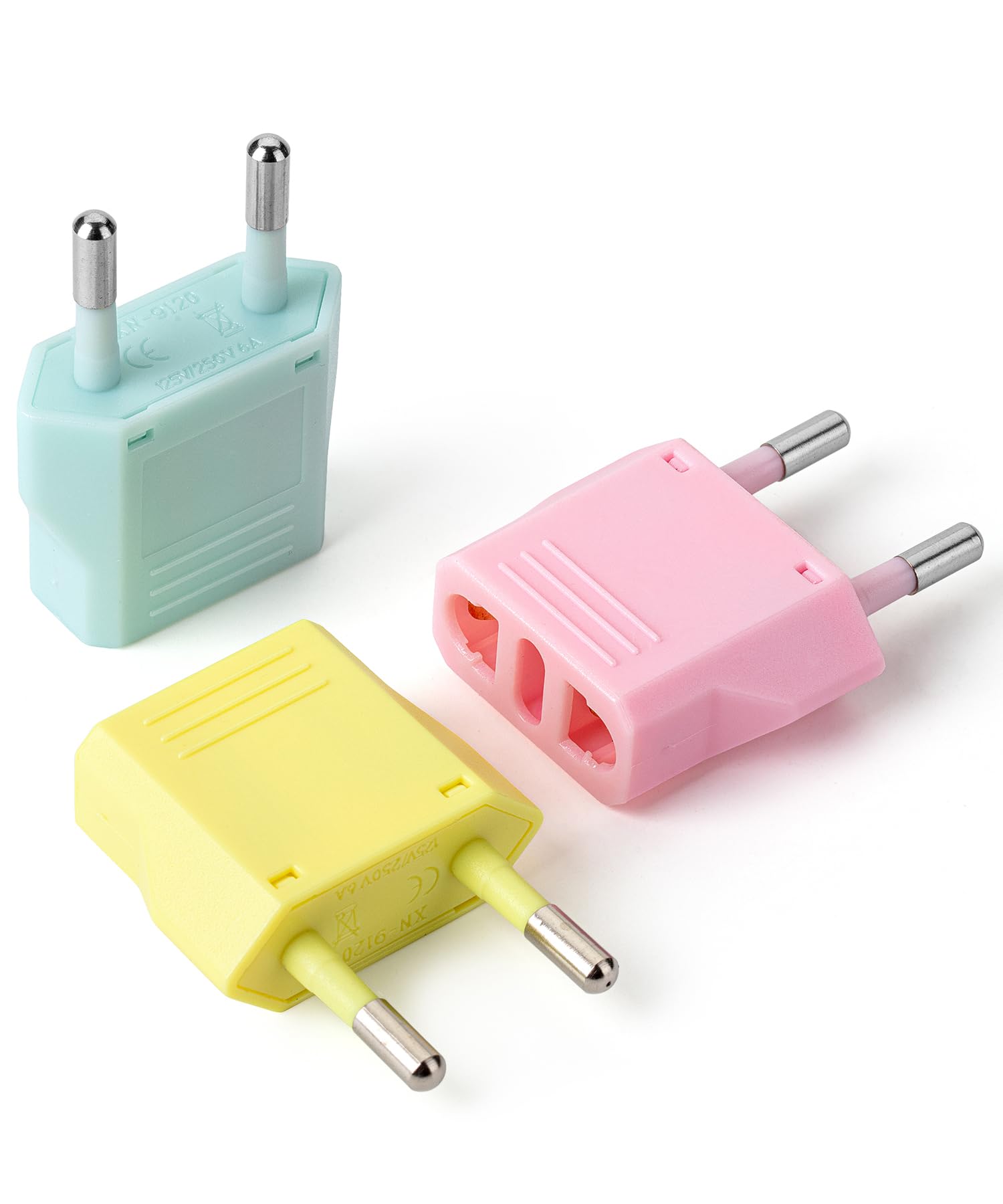 Bates  European Travel Plug Adapter, 3 Pack, Colorful, European Plug Adapter, Us To Europe Plug Adapter, Adapter For Europe Plug