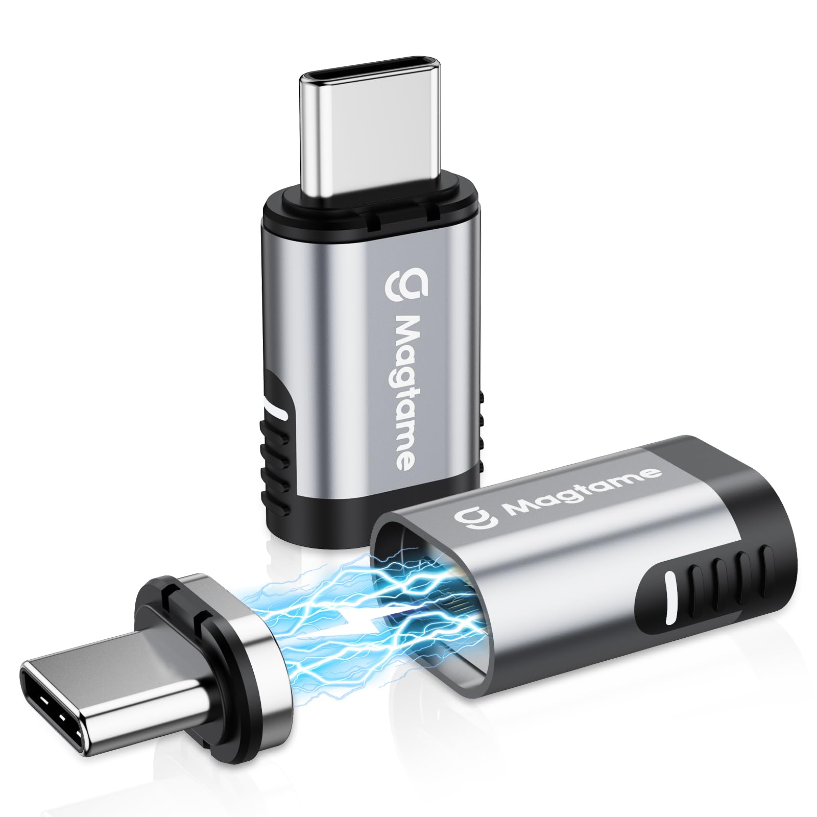 2Pack Magnetic Usb C Male To Usb C Female Adapter, 240W Type C Adapter Extender, 20Gbps Data Transfer 4K Video Output For Steam 