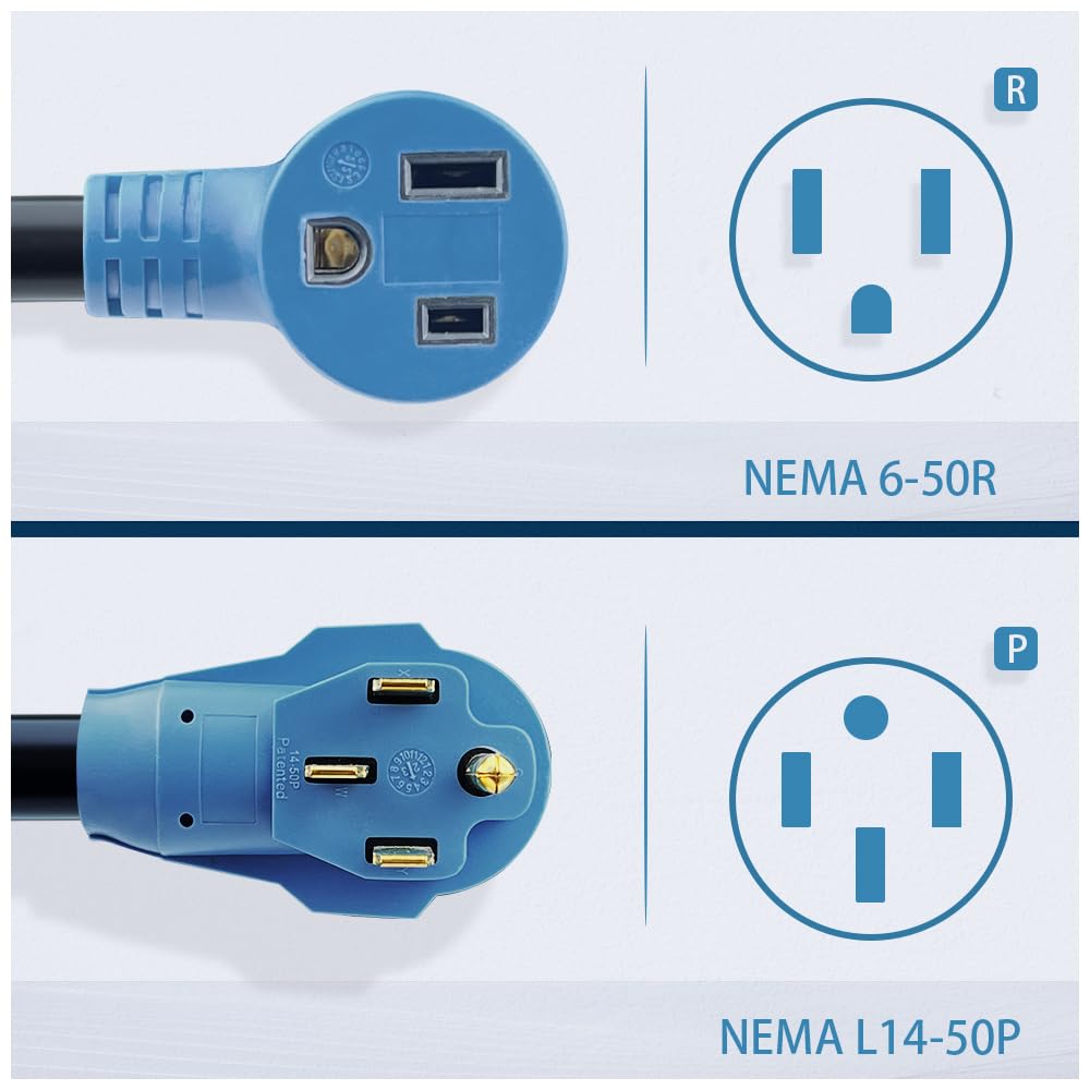 Rv Plug 50 Amp To Welder Power Adapter,Nema 14 50P To 6 50R 4 Prong Plug To 3 Prong 220/240V Welder Plug Adapter,Loaded Up To 12