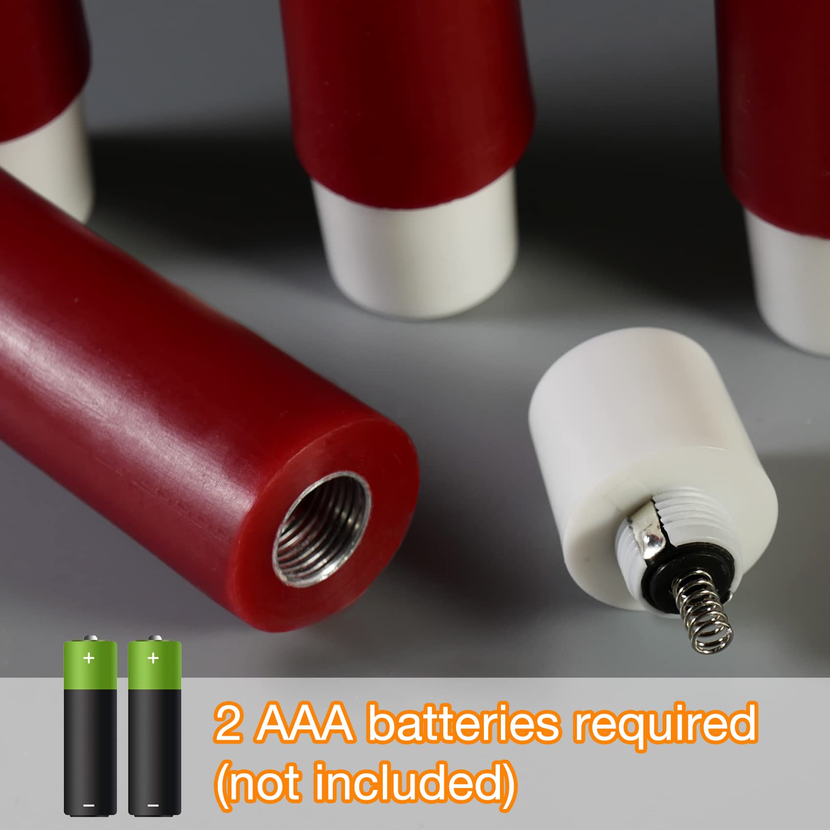 Eywamage Red Christmas Flameless Taper Candles With Remote, Flickering Battery Led Wax Candlesticks Set Of 6