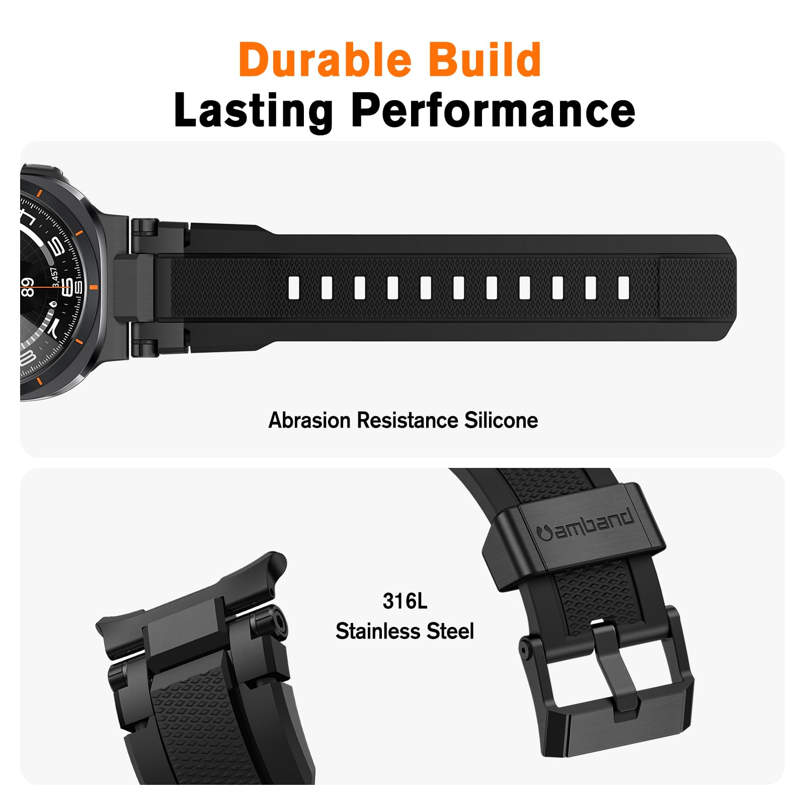 Amband For Samsung Galaxy Watch Ultra (2024) Bands For Men, Metal Connector Rugged Strap For Galaxy Watch 7 Ultra 47Mm, Sport Ac