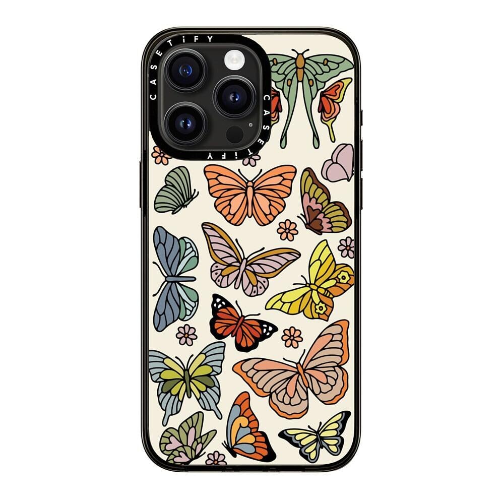 Casetify Compact Case For Iphone 15 Pro Max [2X Military Grade Drop Tested / 4Ft Drop Protection]   Butterfly Study   Clear Blac