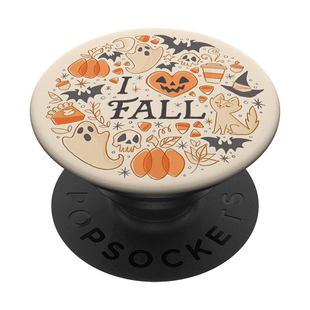 I Love Fall Season Pumpkin Cat Boo Skull Halloween Themed Popsockets Standard Popgrip