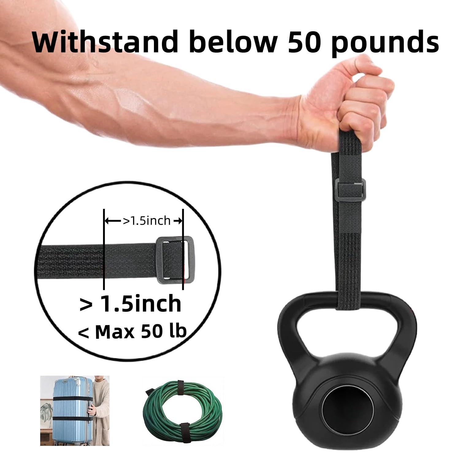 1.5 Inch Wide 26Ft Cable Straps With 20 Buckles, Heavy Duty Nylon Hook And Loop Straps For Fastening Securing, Reusable Cut To L