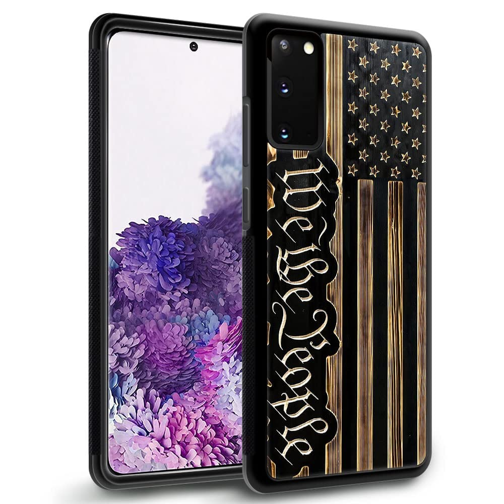 Daizag Compatible With Samsung Galaxy S20 Ultra Case,We The People Usa Flag Wood Grain American Flag For Man Woman, All Round Pr