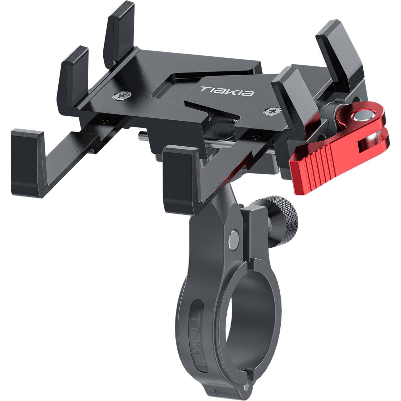 Tiakia Bike Phone Mount Holder, Aluminum Motorcycle Phone Mount, Handlebar Mounted Cell Phone Holder for Bike, 360 Rotation, Uni