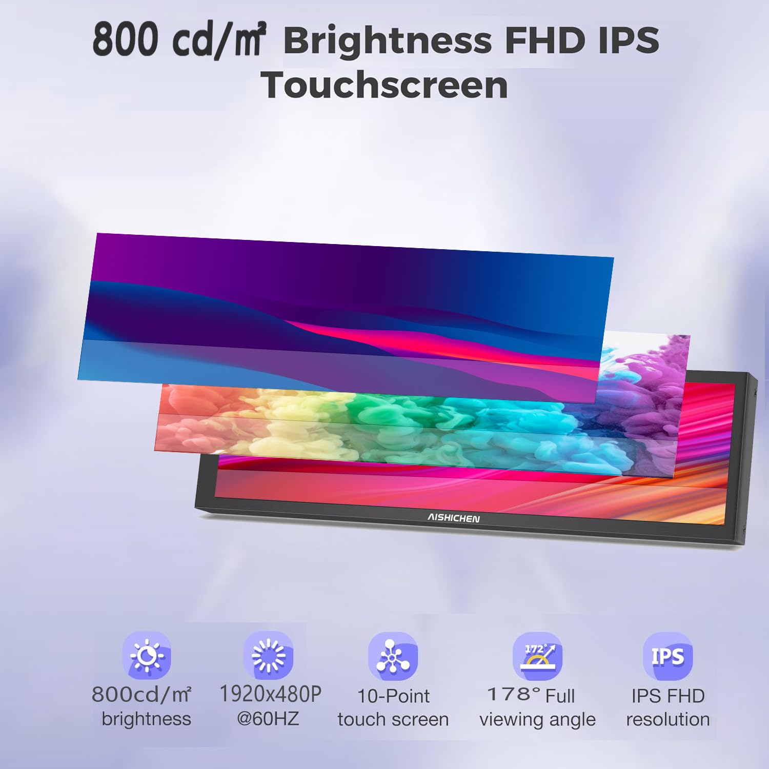 8.8 Inch Small Touchscreen Monitor, Pc Temperature Display, Pc Sensor Panel Display, Ips Usb Mini Screen For Raspberry Pi, Aida6