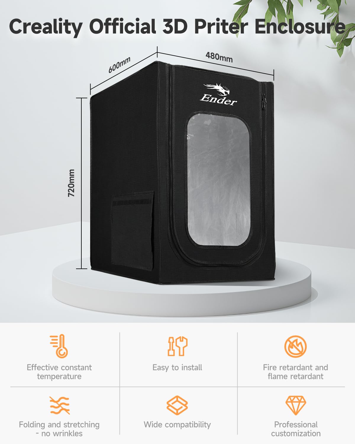 Creality Official 3D Printer Enclosure Fireproof And Dustproof Tent Constant Temperature Protective Cover Storage 480*600*720Mm