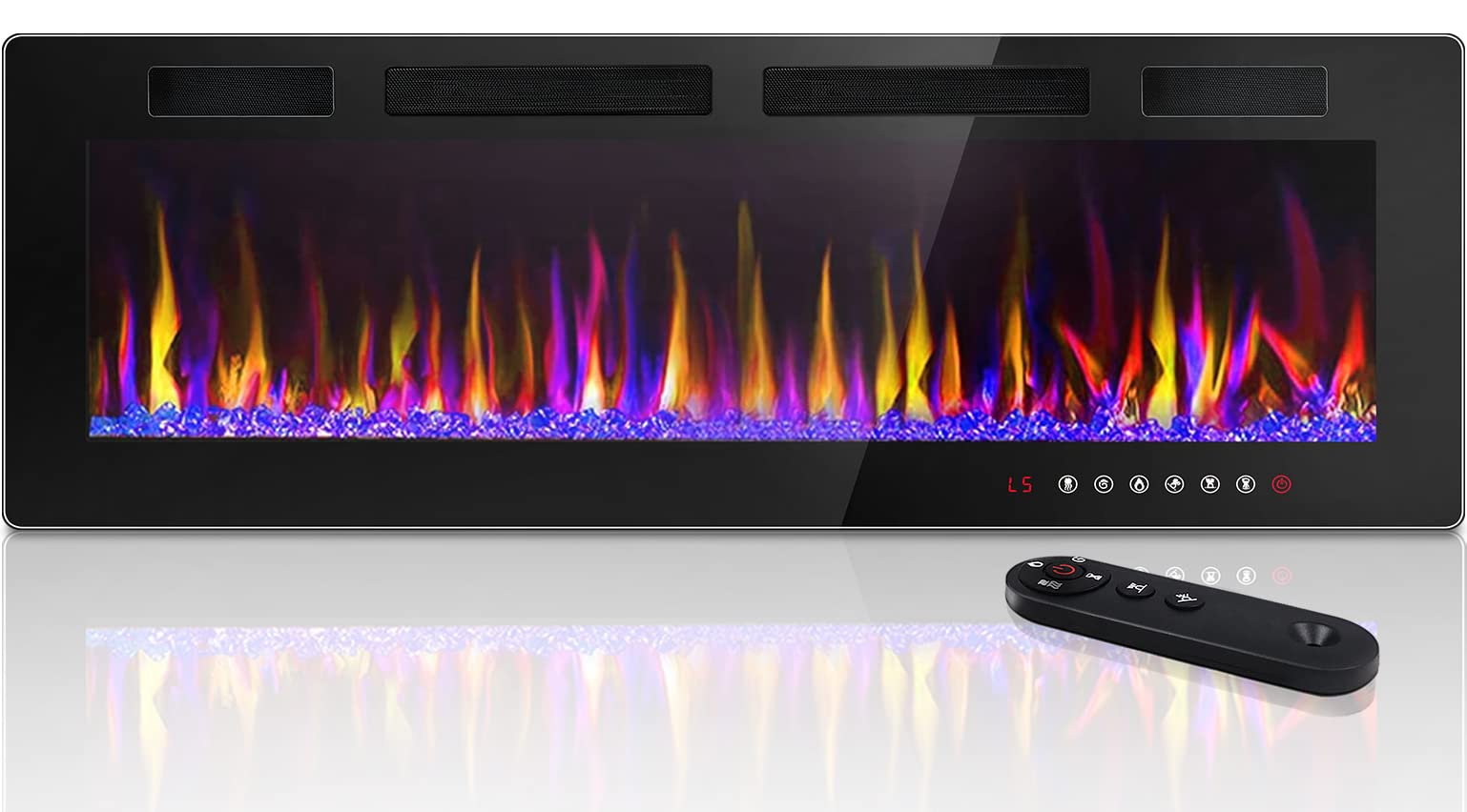 Lemberi 72 Inch Electric Fireplace Recessed And Wall Mounted,750/1500W Fireplace Heater And Linear Fireplace With Touch Screen C