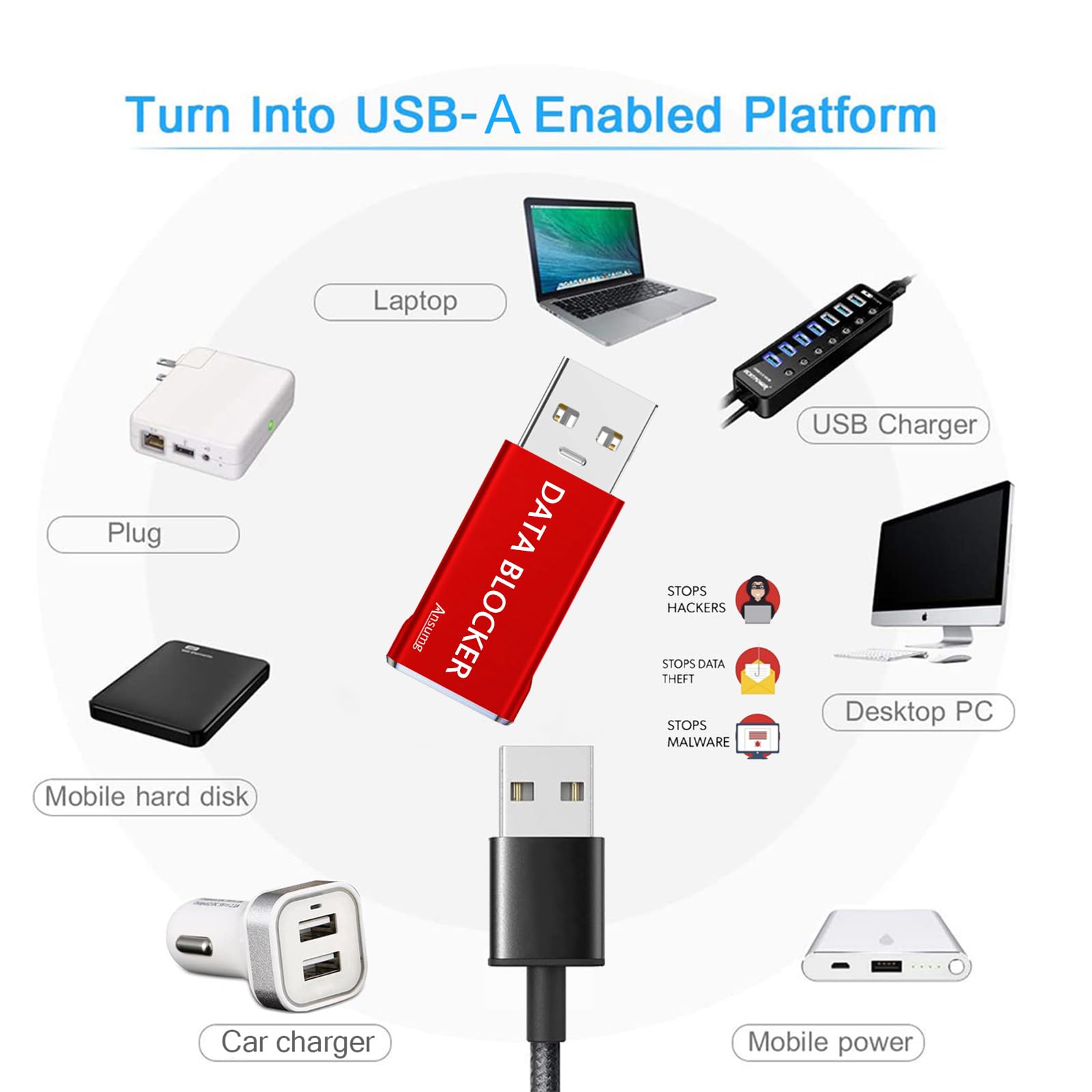 Usb Data Blocker  Protect Against Juice Jacking,Hack Proof 100% Guaranteed, Protection From Illegal Downloading, Any Other Usb D