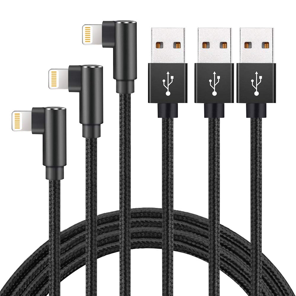 Extra Long Durable Charging Cable, 3 Pack 10Ft Usb A To 90 Degree Aluminum Alloy Charging Cord Compatible With Iphone 13/12/11/P
