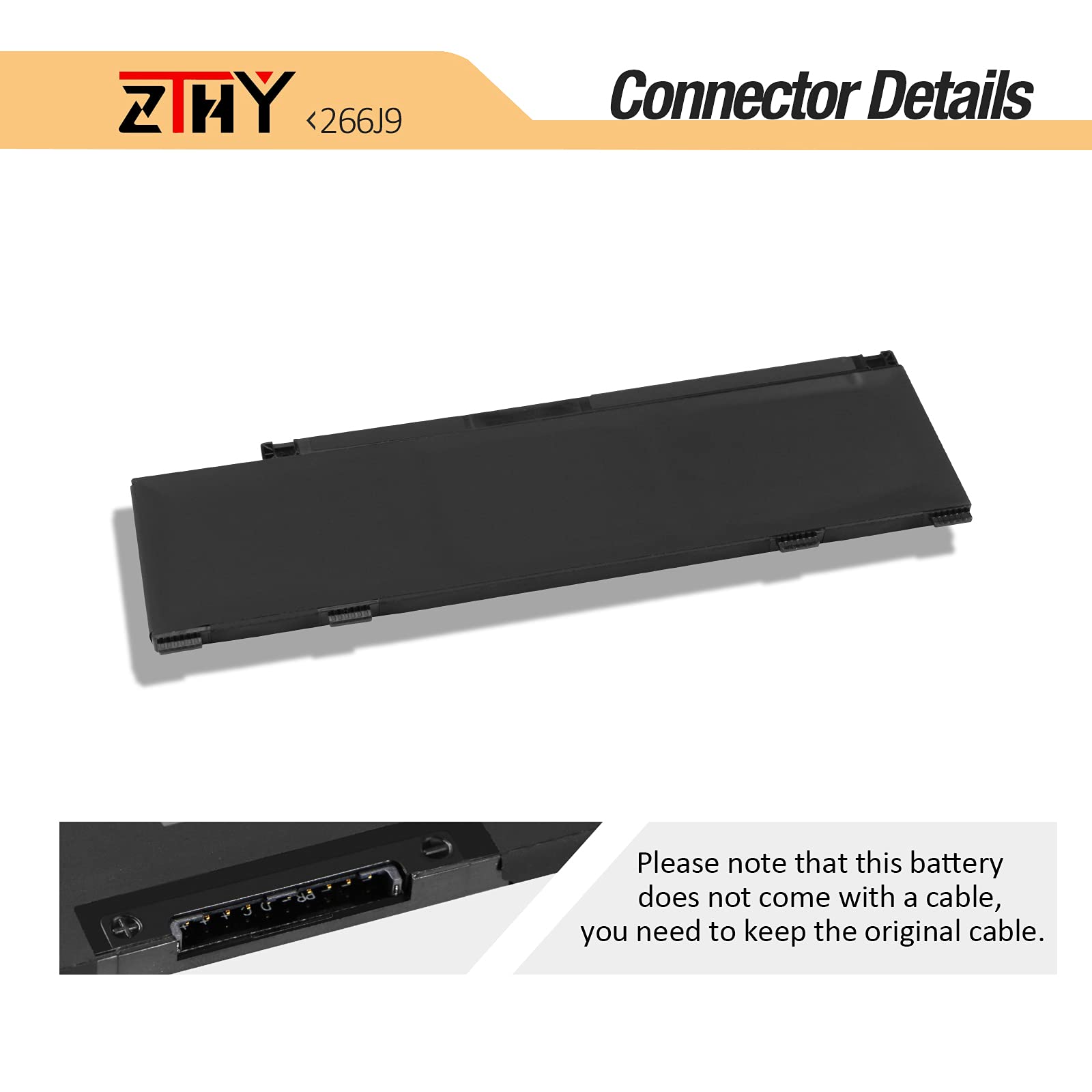 ZTHY Laptop Battery 266J9 for Dell G3 15 3500 3590 G5 15 5500 11.4V 51Wh 3-Cell Li-ion Black