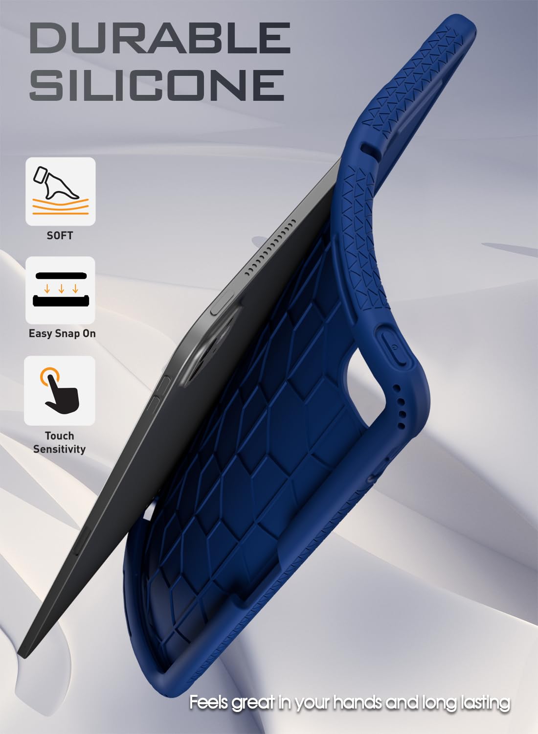 Poetic Turtleskin Case For Ipad Pro 13 Inch 2024 M4 7Th Gen, Heavy Duty Shockproof Rugged Kids Friendly Drop Protection Silicone Cover Case, Navy Blue