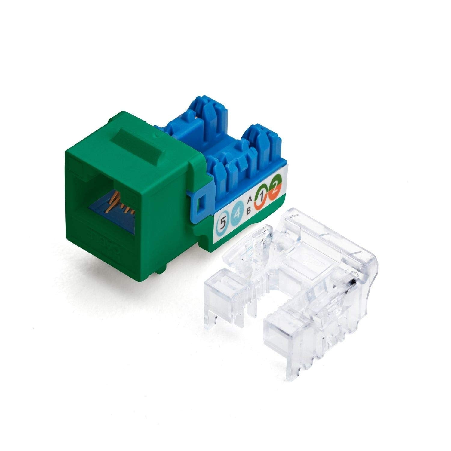 Truecable Cat6A Keystone Jack, Unshielded (Utp), 90 Degree Punch Down, Poe++ (4Ppoe), Ul Listed, Etl Verified, Ansi/Tia Certified, Modular Rj45 Female, Green, 24 Pack