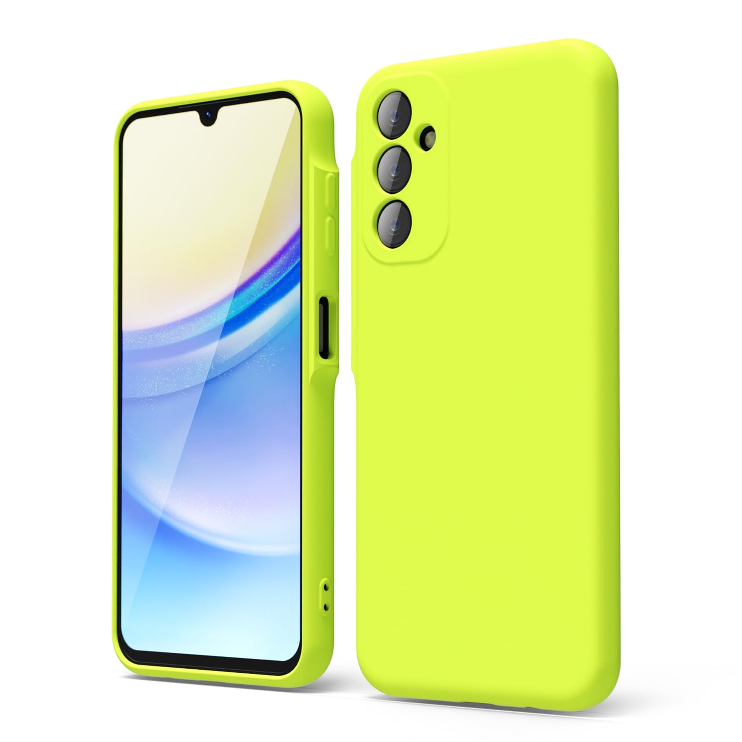Oakxco For Samsung Galaxy A15 5G Case Liquid Silicone, Neon Green Bright Solid Color, Soft Rubber Gel Elegant Thin Slim Tpu Matt