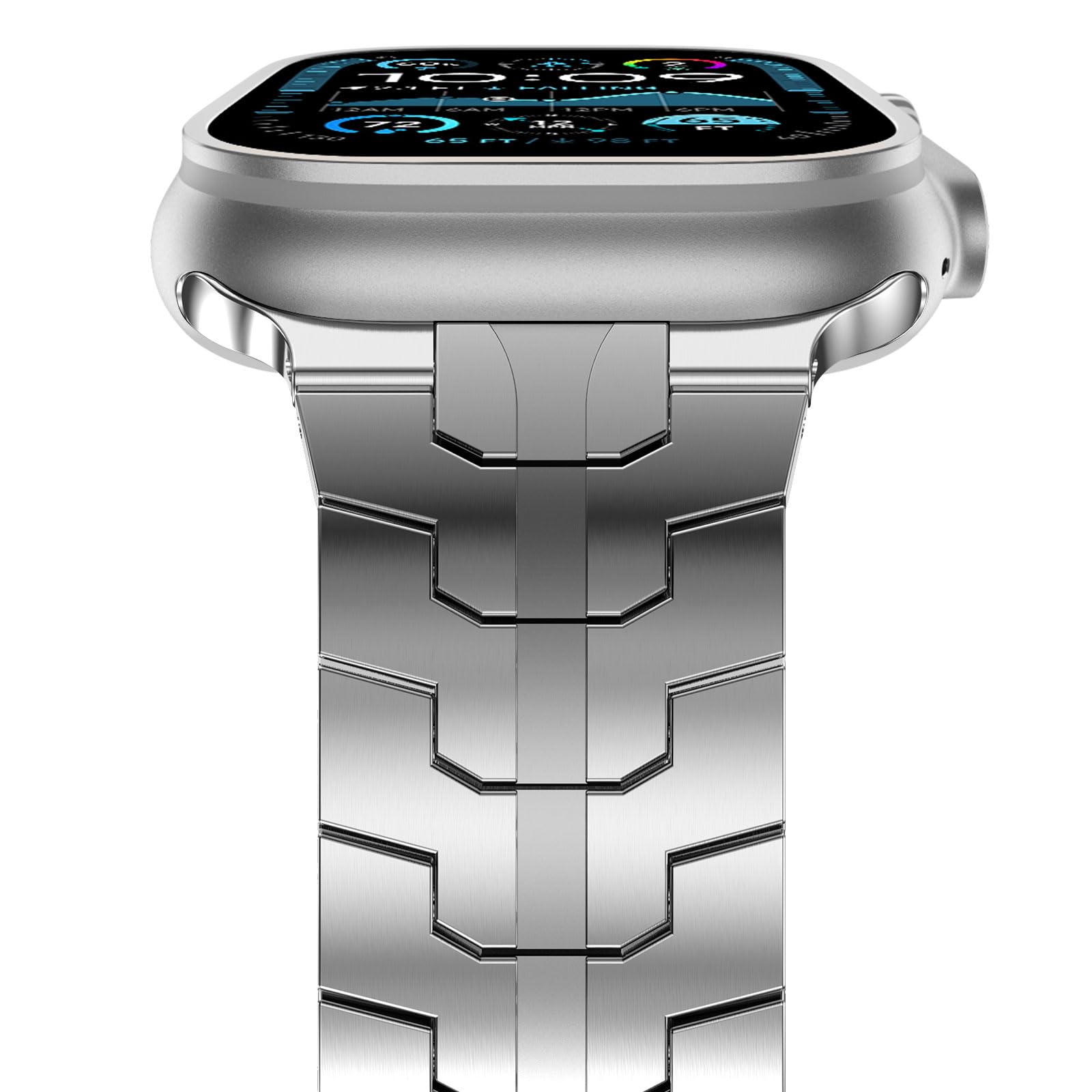 Fullife Compatible With Apple Watch Ultra Band 49Mm 45Mm 44Mm 42Mm, Stainless Steel Metal Link Folding Clasp For Iwatch Series 8