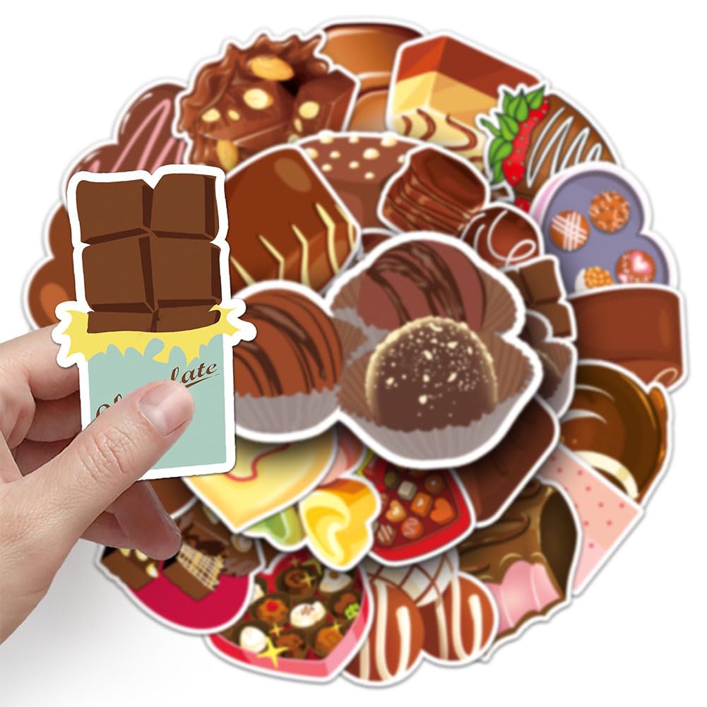Chocolate Stickers |50Pcs Chocolate Waterproof Vinyl Decals For Bike Water Bottles Laptop Bicycle Refrigerator Cup Luggage Compu