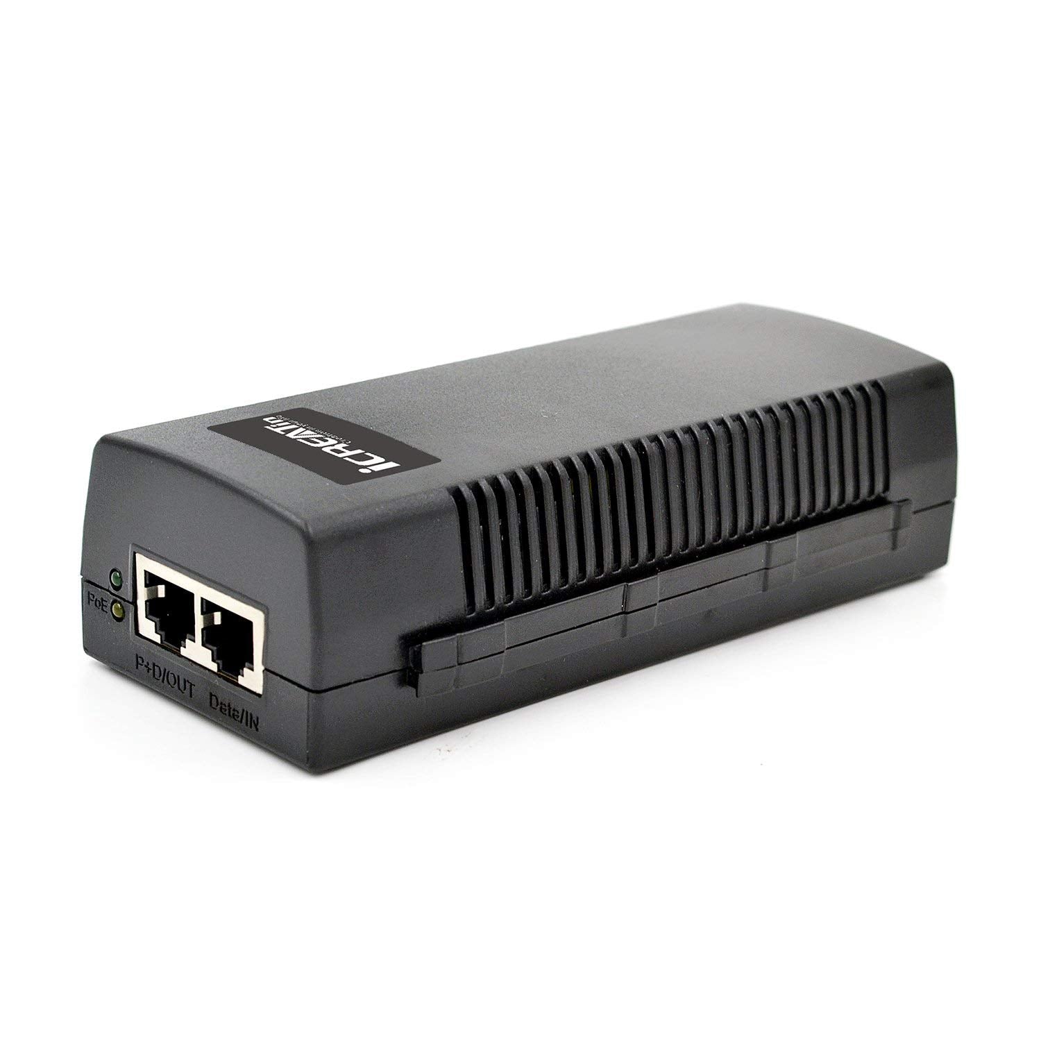 Icreatin 60W Gigabit Ultra Poe+ Injector, Up To 60W Ultra Power Supply, 10/100/1000Mbps Shielded Rj 45, Ieee 802.3At/802.3Af Com