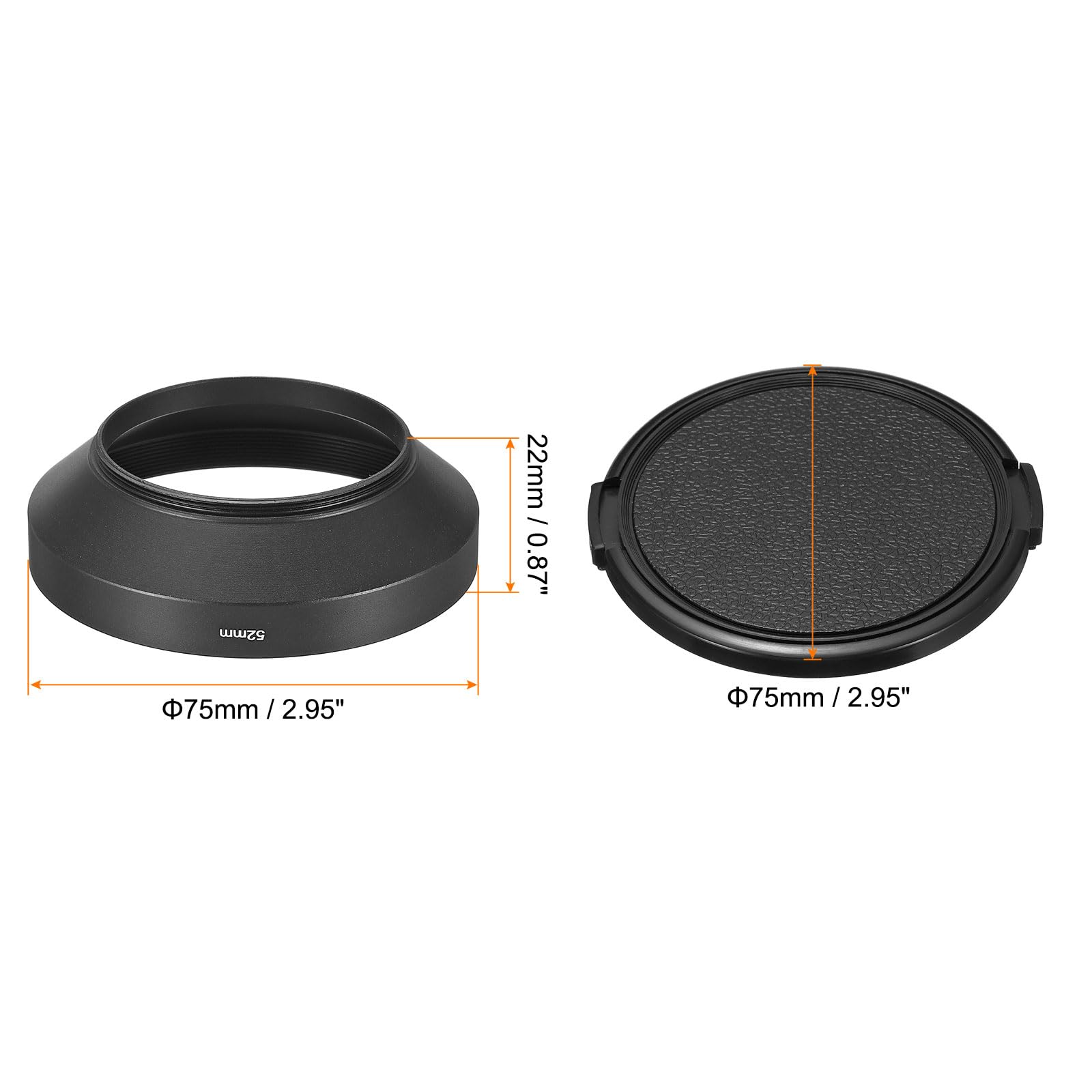 Patikil 52Mm Lens Hood, Wide Angle Matte Surface Anti Reflective Inside Hood With Cap And Cleaning Cloth For Camera Lens, Black