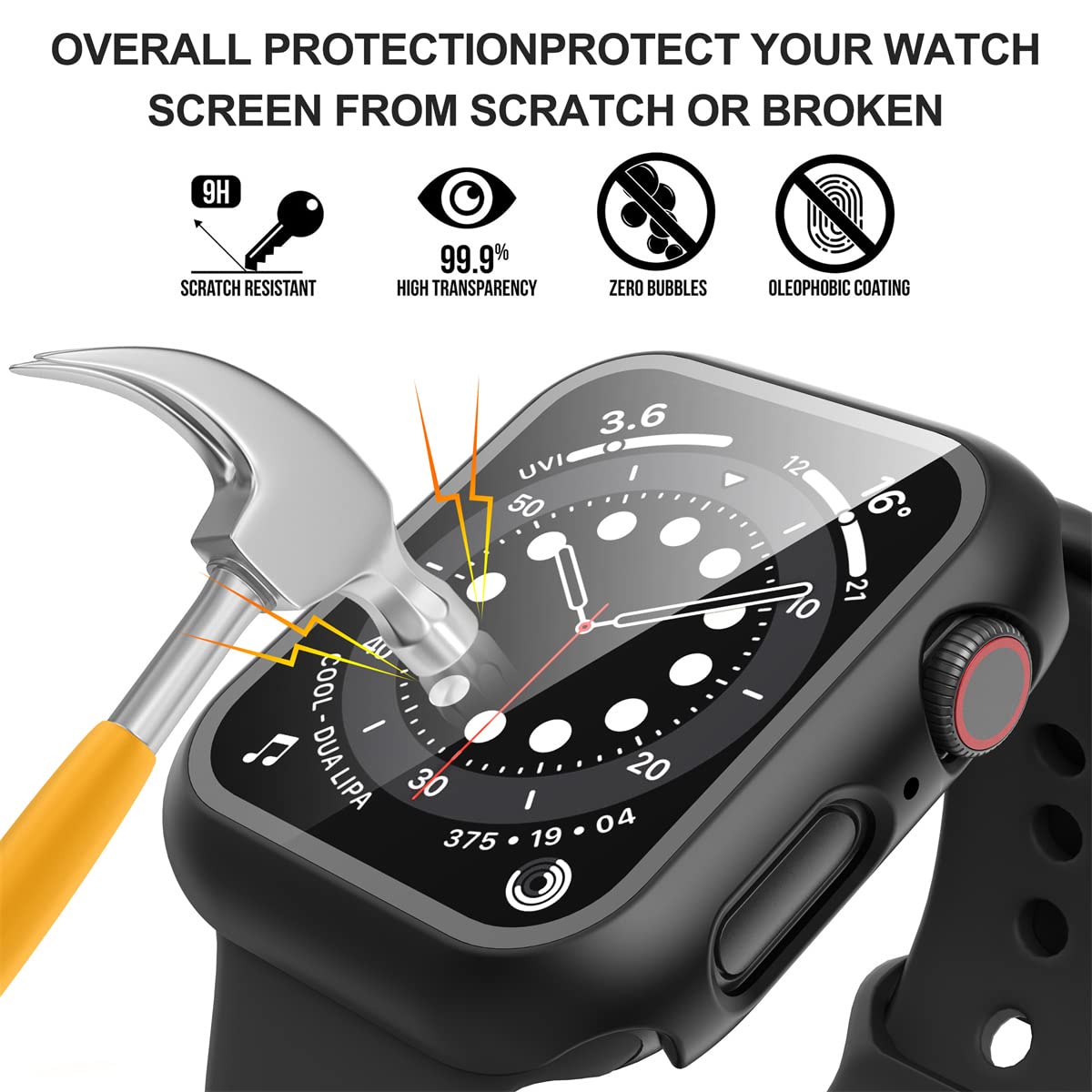 Suoman For Apple Watch Series 9/8/7/6/5/4/Series Se/Se 2 45Mm All Around Screen Protector Case, Tempered Glass Screen Protector