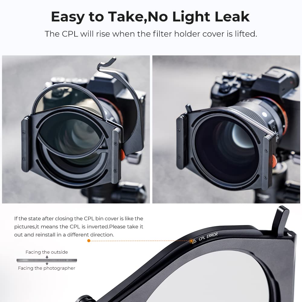 K&F Concept X-PRO Metal Square ND Filter Holder Kit with 95mm CPL Filter and 4 Adapter Rings