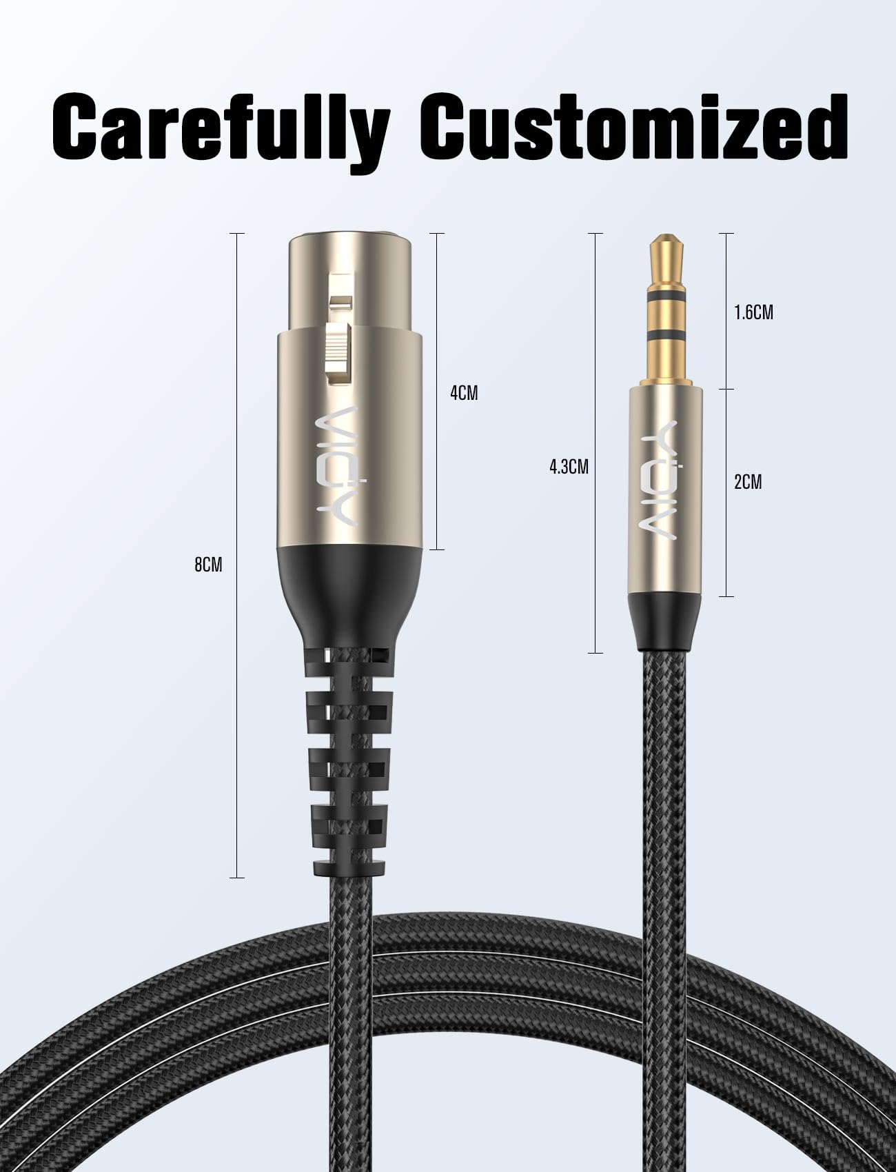 Vioy Xlr To 3.5Mm Cable 20 Ft, Unbalanced Aux Male To Xlr Female Cord, 1/8 Inch To Microphone Cable For Laptop, Tablat, Mp3 Play