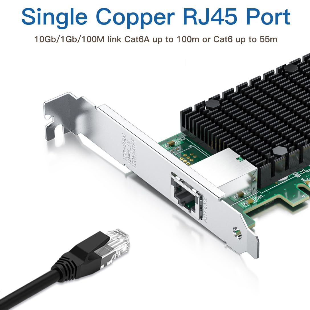 10Gb Rj45 Pci E Network Card Nic, Compare To Intel X550 T1, With Intel X550 At Chip, Single Rj45 Port, Pci Express 3.0 X4, Ether