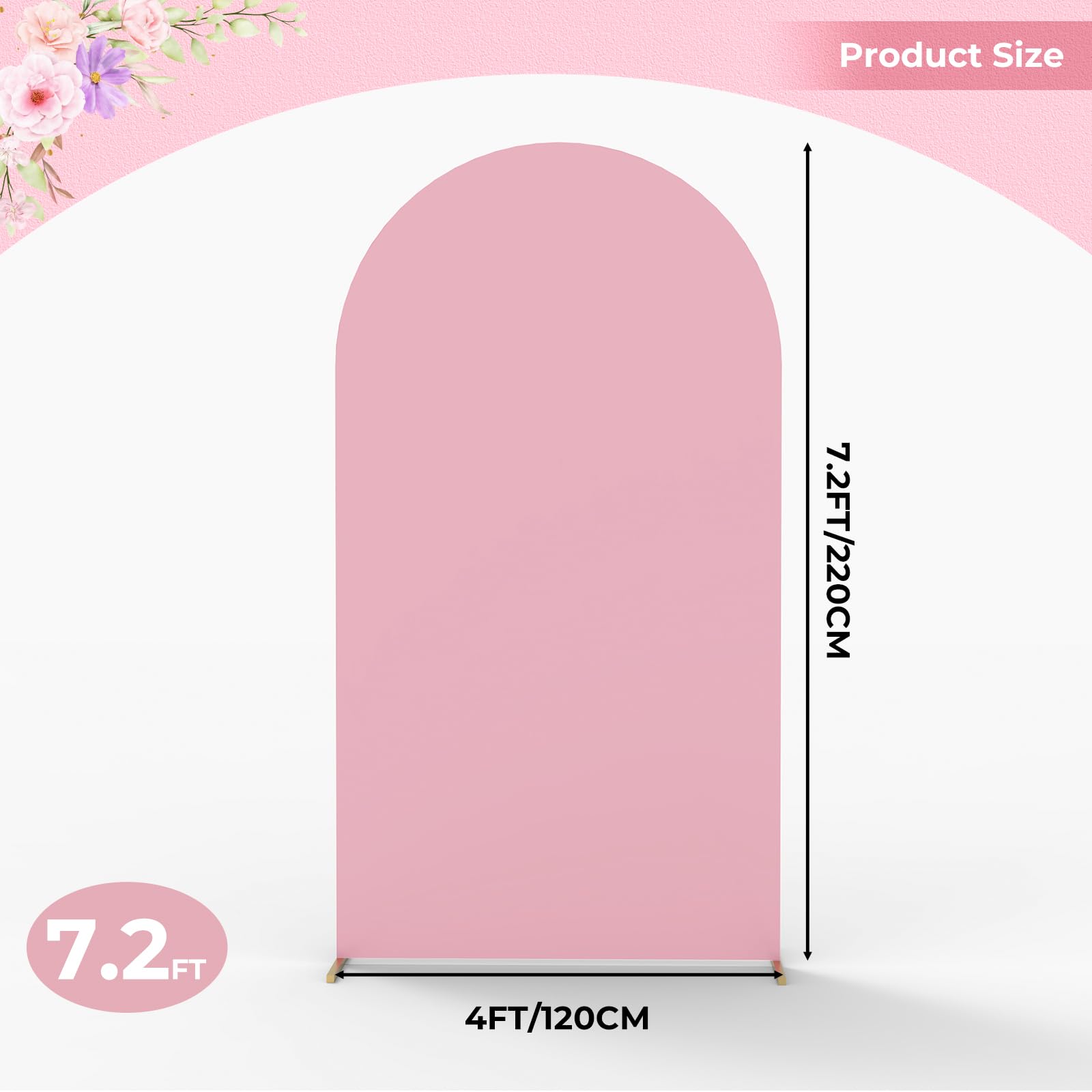Babenest 6.6Ft Dusty Pink Wedding Arch Cover, Spandex Fitted Arch Backdrop Cover For Photography, Round Top Chiara Stand Cover F
