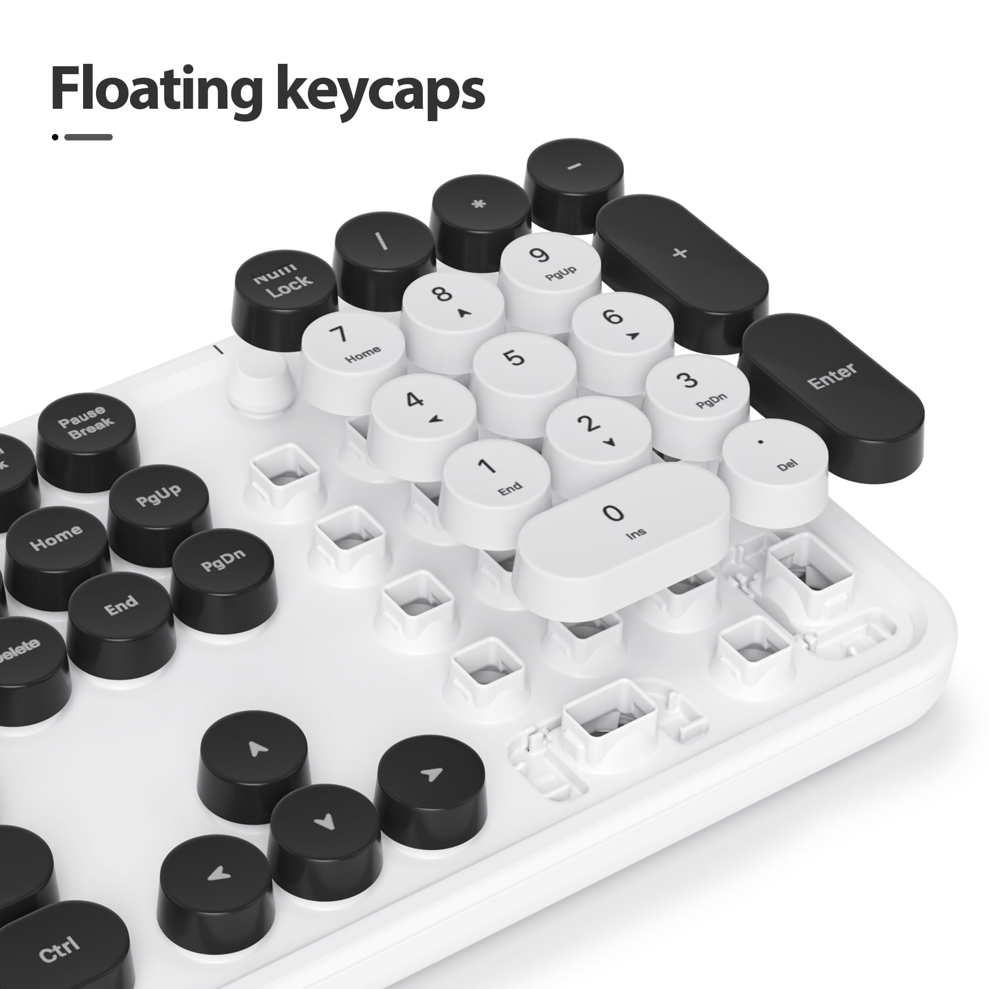Owpkeenthy Wired Cute Keyboard, Plug And Play Usb Retro Round Key Typewriter Keyboard, Full Size Wired Quiet Keyboard With Folda