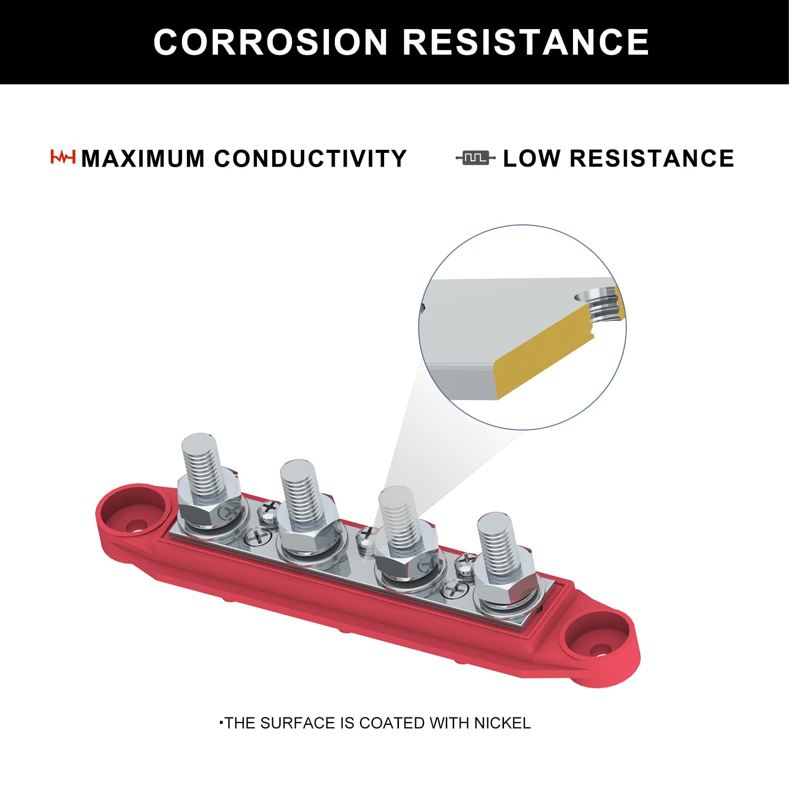 Uckasayfy Bus Bar 250A 12V Power Distribution Block With 3/8'' (M10) 4 Posts Terminals Block With Cover For Automotive, Marine,
