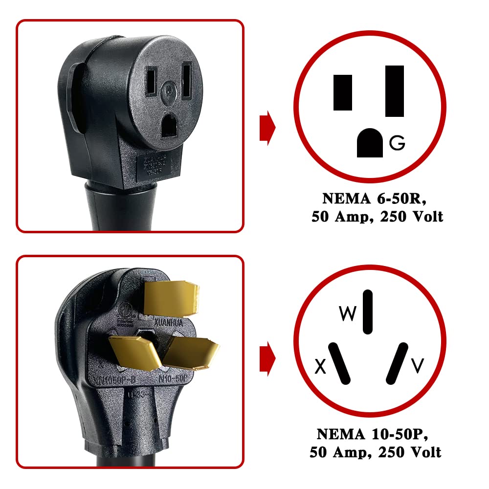Nema 10 50P To Welder 6 50R Welding Adapter Cord 50A 250V