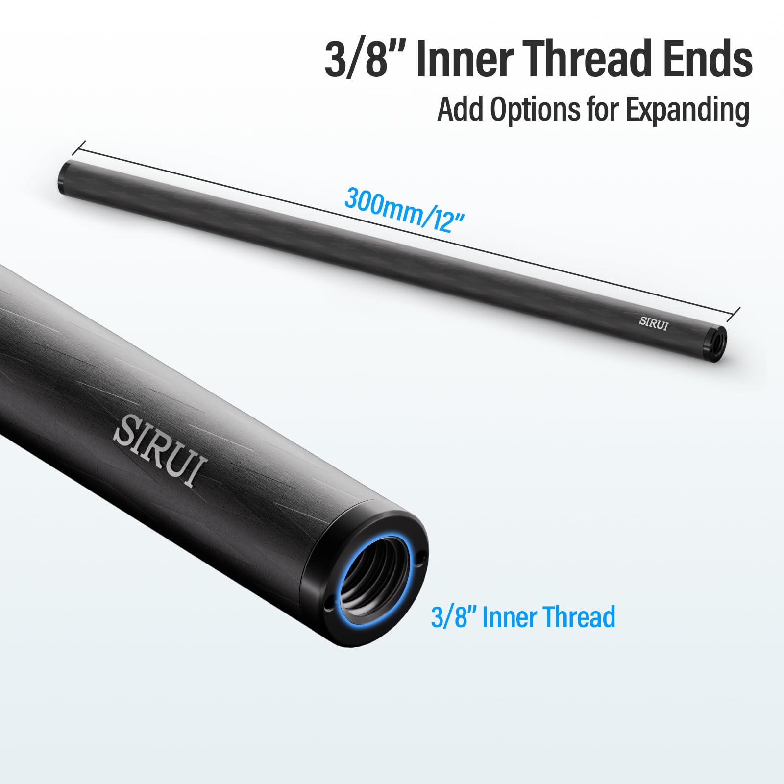 Sirui 15Mm Carbon Fiber Rod, Universal 12''/30Cm Camera Rail Rods For 15Mm Rod Rail Support System, Follow Focus, Should Rig, Am