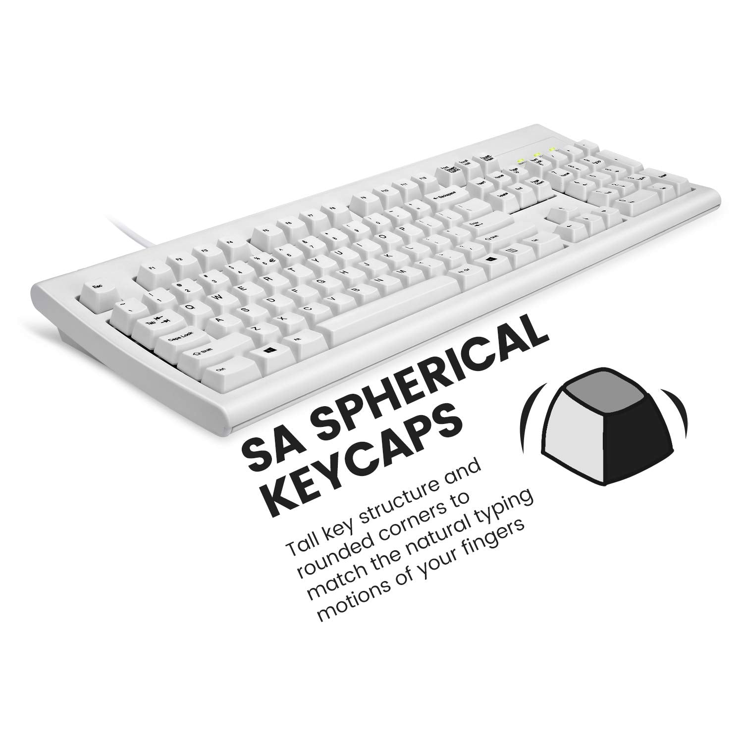 Perixx Periboard 106 Us W, Performance Wired Keyboard   20 Million Key Press Life   Full Size 17.9'X6.6'X1.7'   White